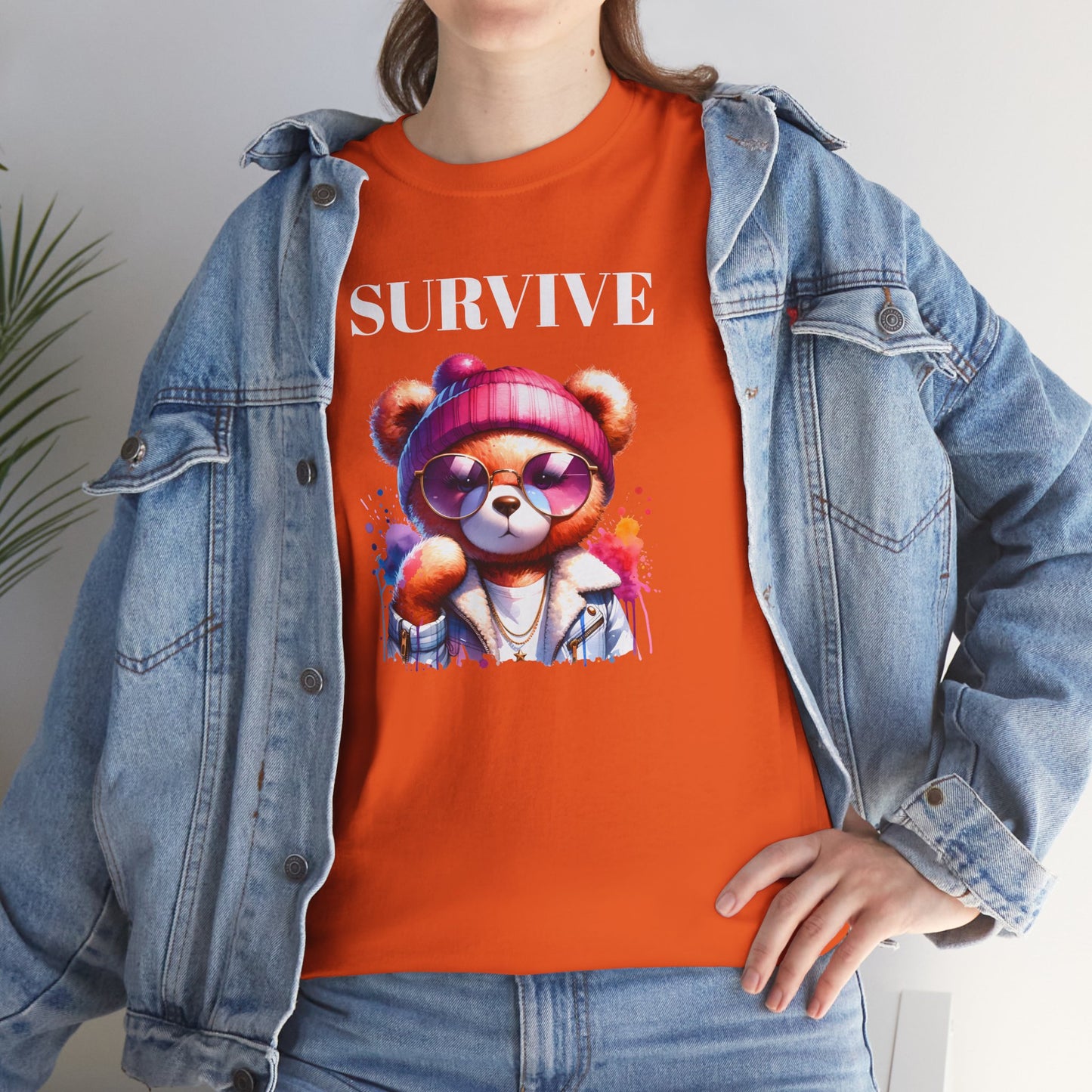 Princess Grace Survive Bear Graphic Tee Unisex Heavy Cotton T-Shirt