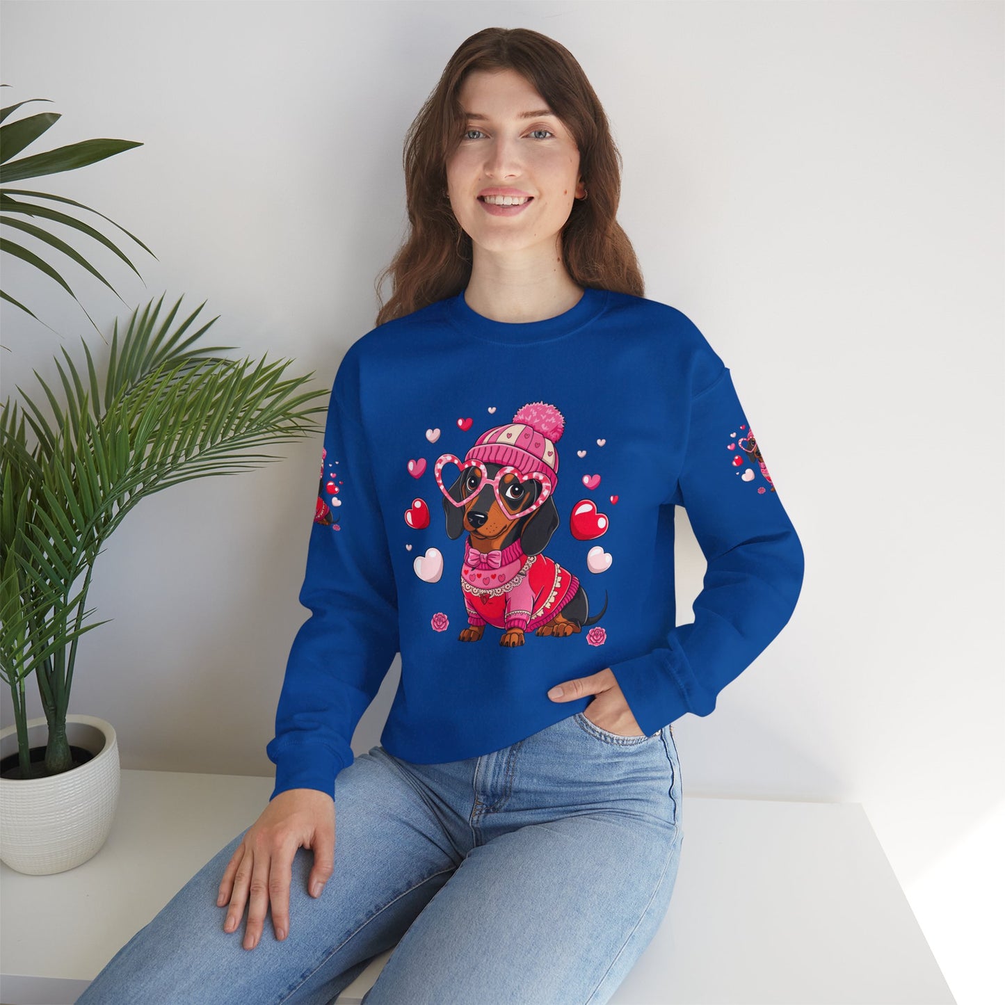 Princess Grace Cute Dachshund Love Sweatshirt Cozy Unisex Crewneck for Pet Lovers