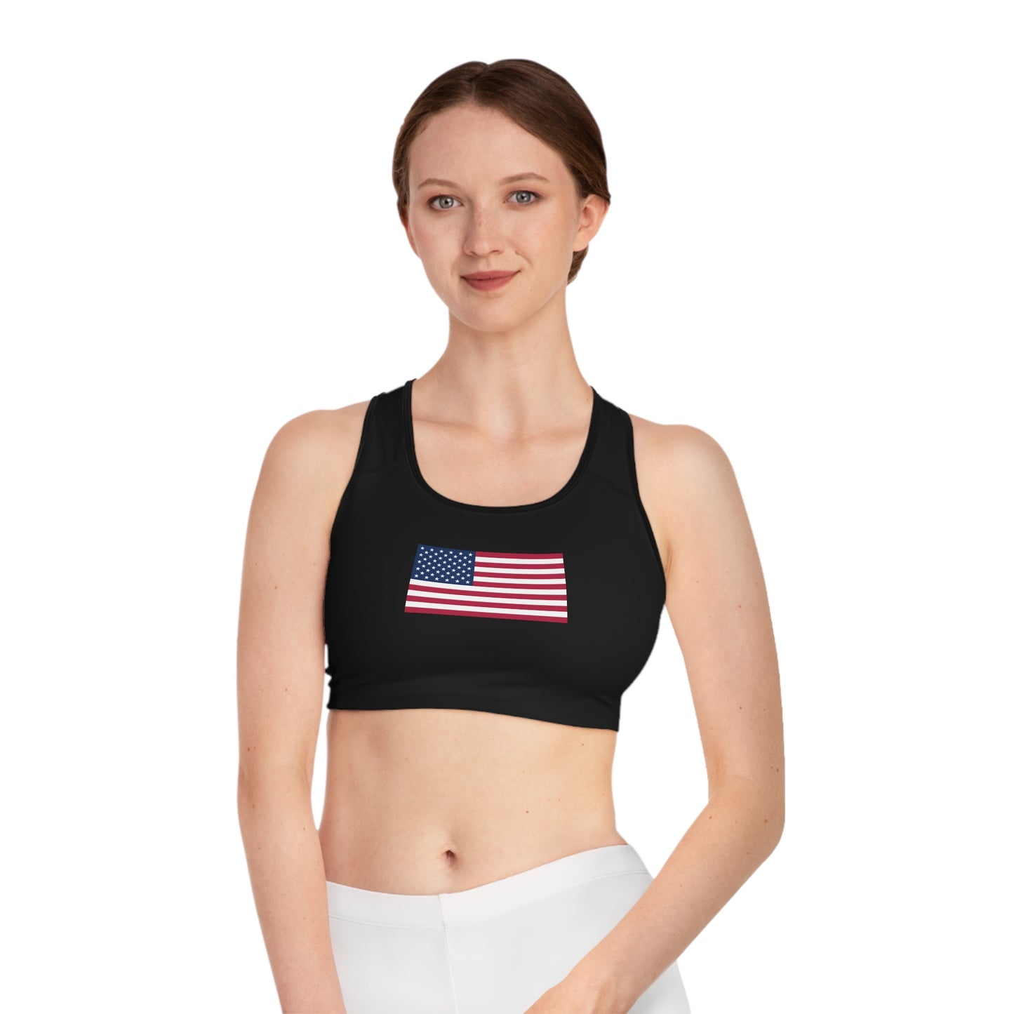 Princess Grace Patriotic Sports Bra American Flag Design for Active Lifestyle