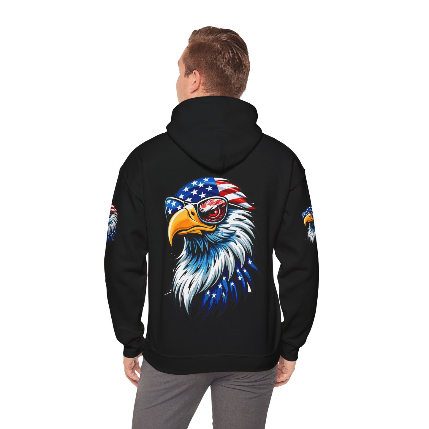 Princess Grace Patriotic Eagle Hoodie Unisex Heavy Blend Sweatshirt with USA Flag Design