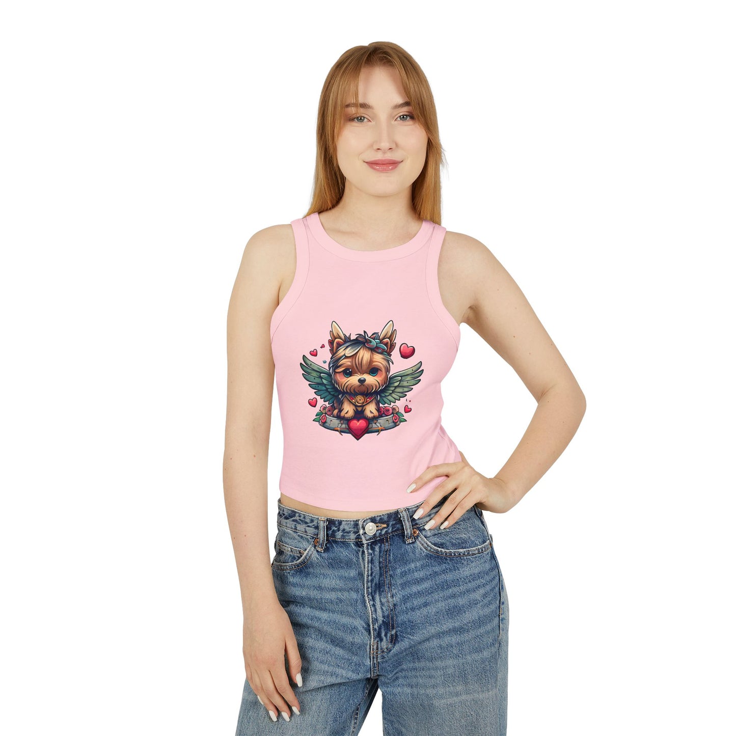Princess Grace Cute Puppy Graphic Racerback Tank Top for Dog Lovers