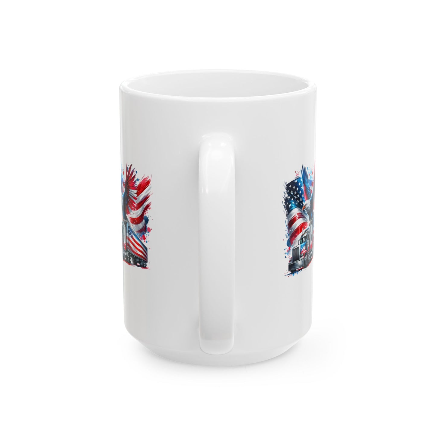 Princess Grace Patriotic Eagle Truck Ceramic Mug 11oz & 15oz Perfect for Veterans & Truck Enthusiasts