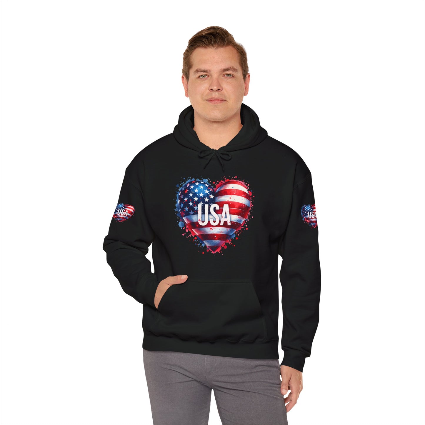 Princess Grace Patriotic Heart Hoodie for USA Lovers Unisex Heavy Blend