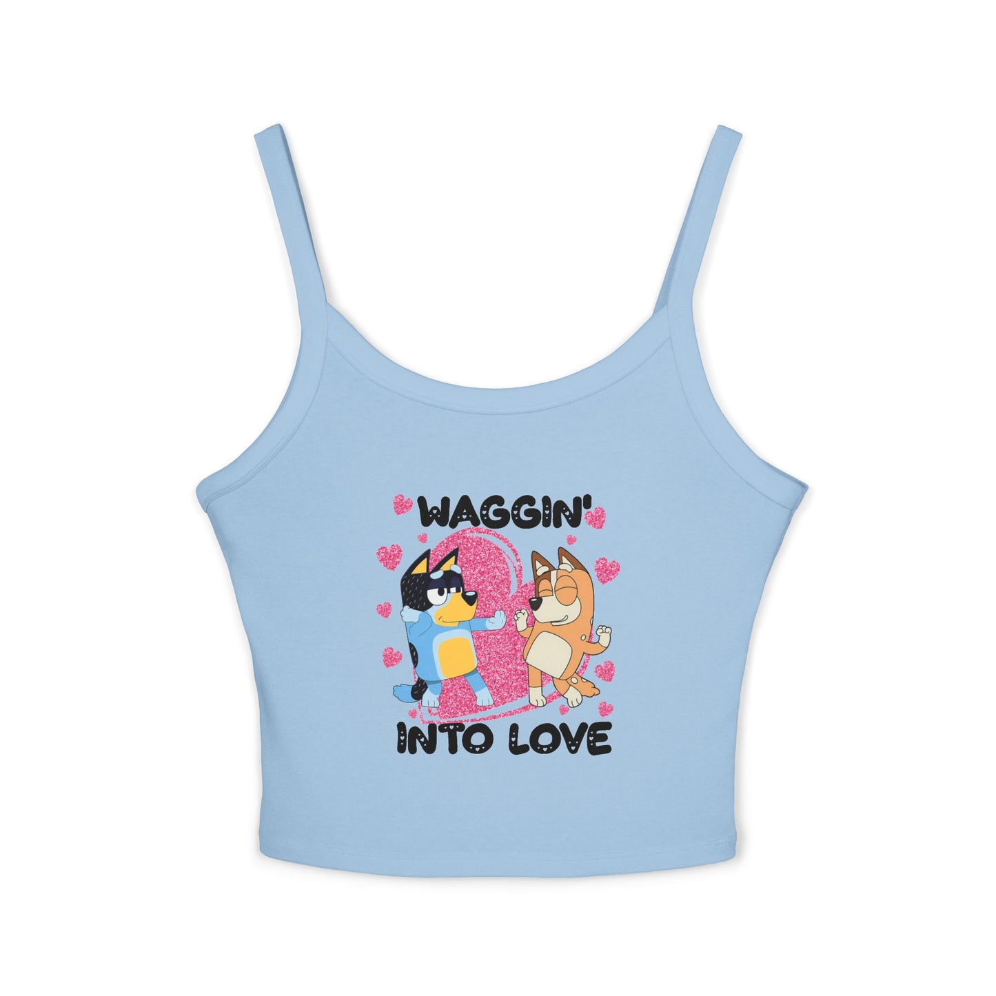 Princess Grace Bluey Waggin Into Love Women's Spaghetti Strap Tank Top Cute Pet Lover Apparel