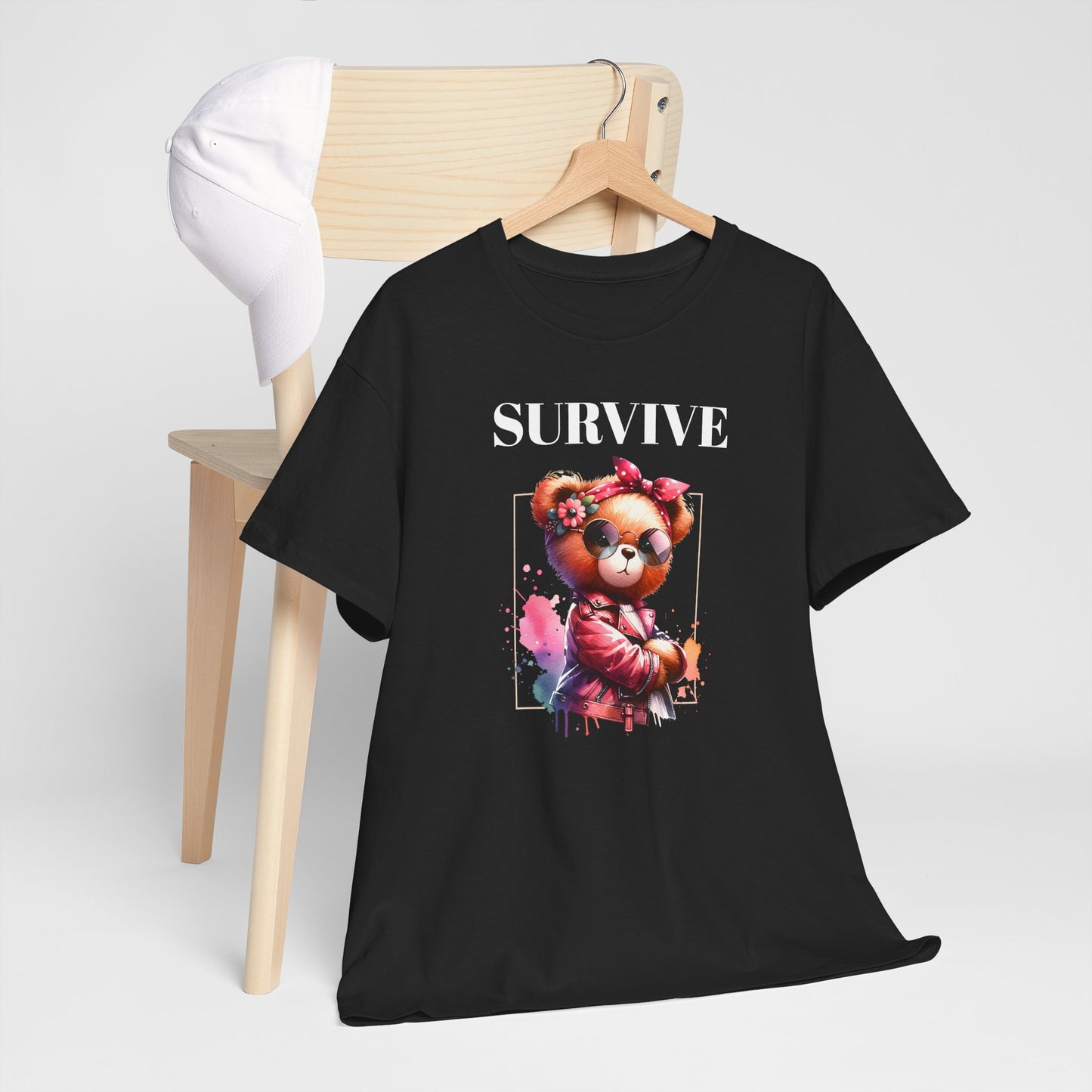 Princess Grace Survive Bear Graphic Unisex Heavy Cotton Tee Cute & Trendy T-Shirt