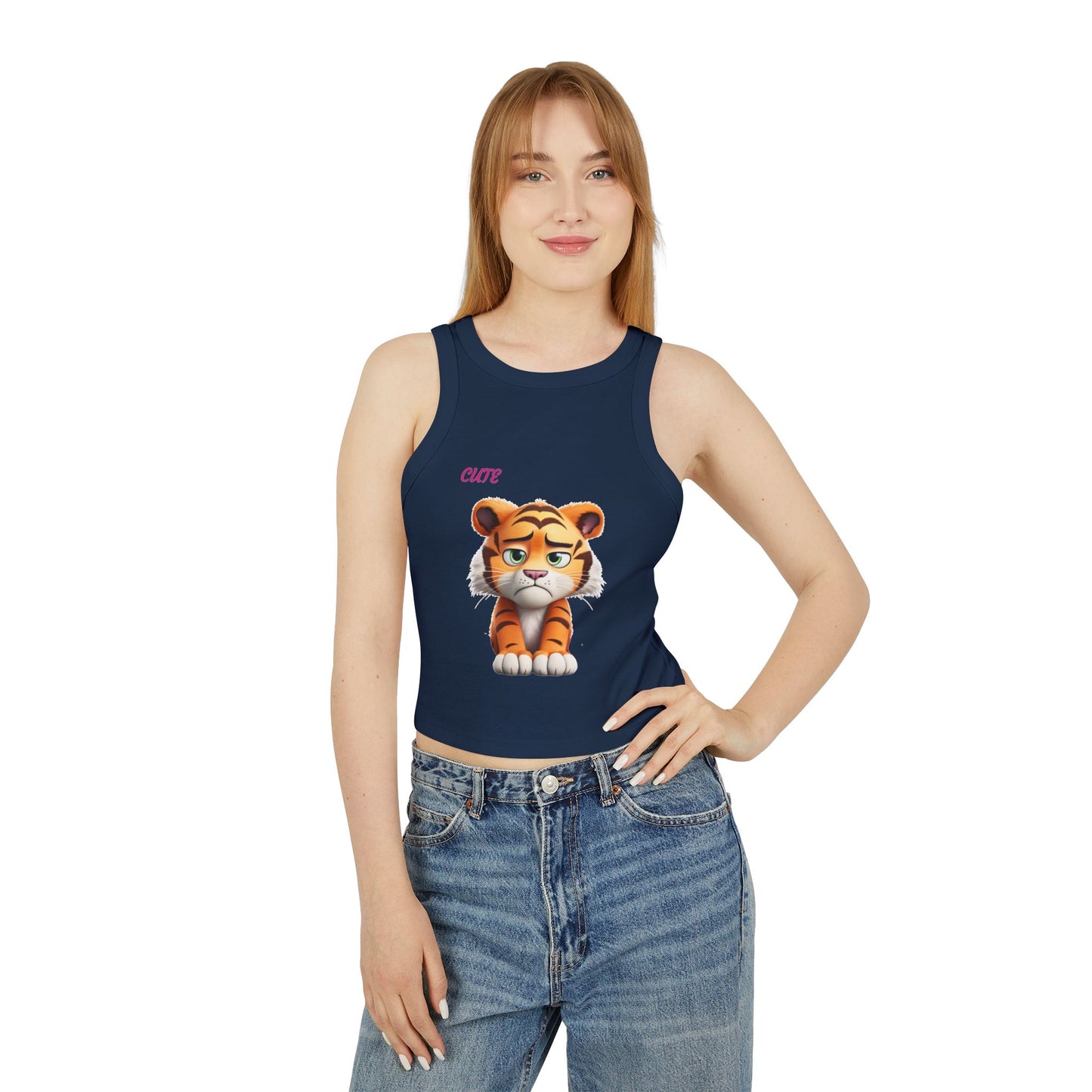 Princess Grace Cute Tiger Women's Micro Rib Racer Tank Top Stylish Summer Wear