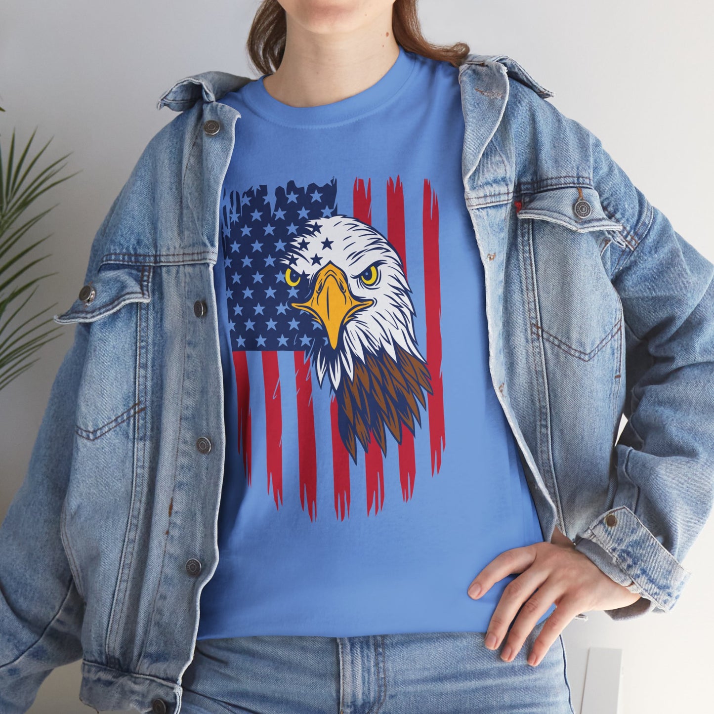 Princess Grace Eagle & American Flag Unisex Heavy Cotton Tee Patriotic Apparel for All Occasions