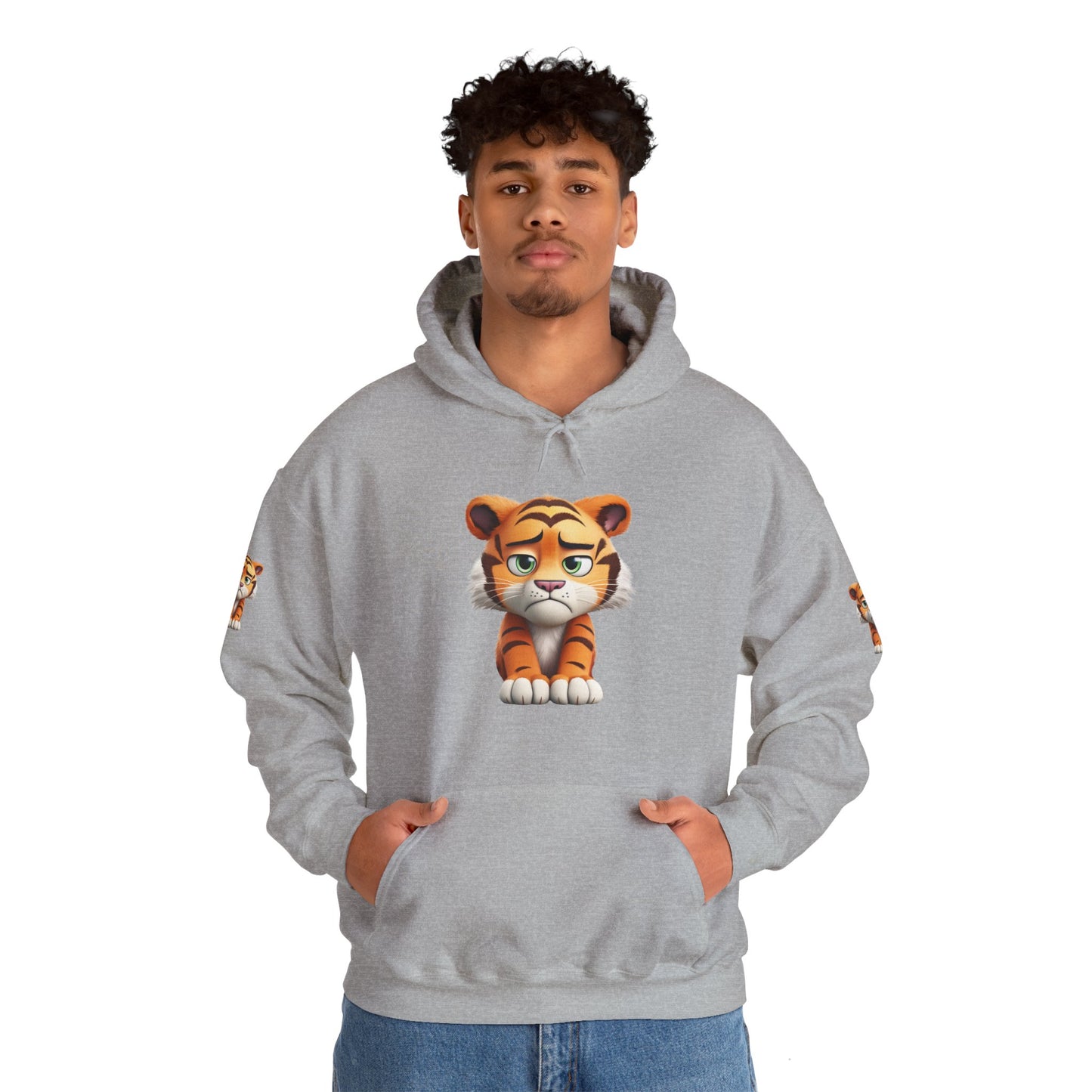 Princess Grace Playful Tiger Graphic Hoodie Unisex Heavy Blend Sweatshirt for Kids and Adults