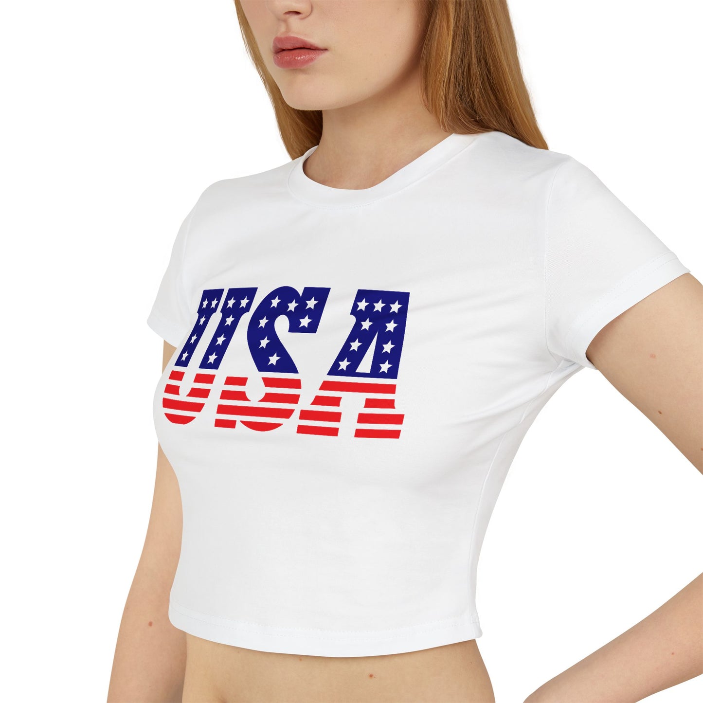 Princess Grace Patriotic USA Women's Baby Tee Celebrate Independence Day & Summer Style