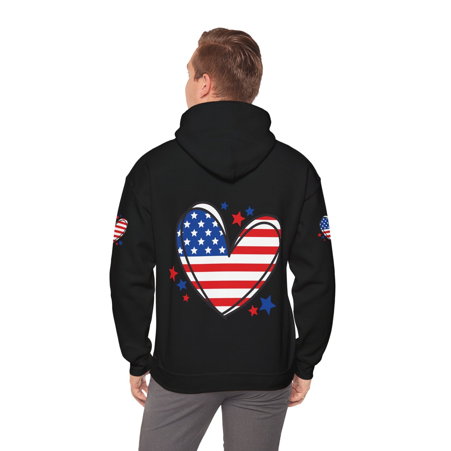 Princess Grace Patriotic Heart Hoodie Unisex Heavy Blend Hooded Sweatshirt for Independence Day & Year Round Love