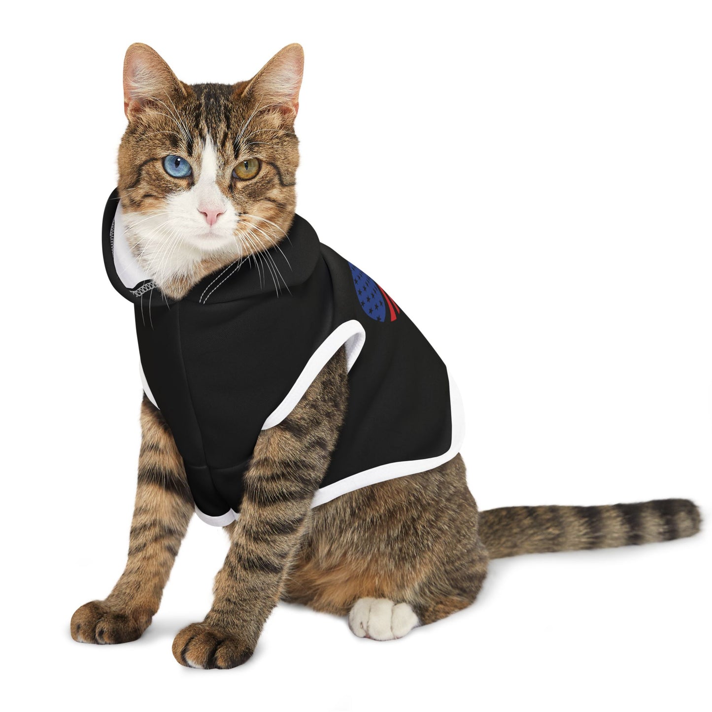 Princess Grace Patriotic Pet Hoodie American Heart Design for Dogs and Cats