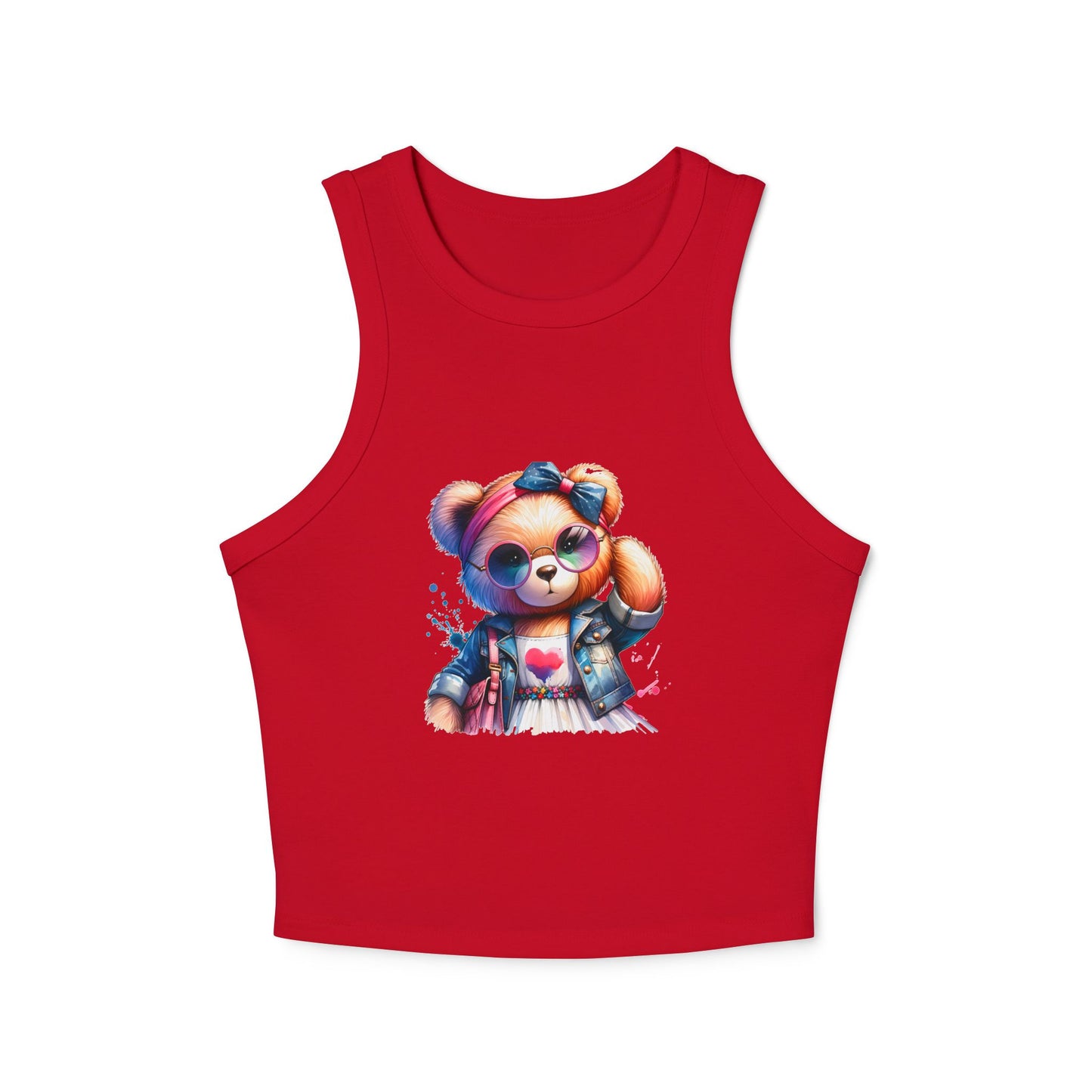 Princess Grace Cute Bear Graphic Women's Micro Rib Racer Tank Top