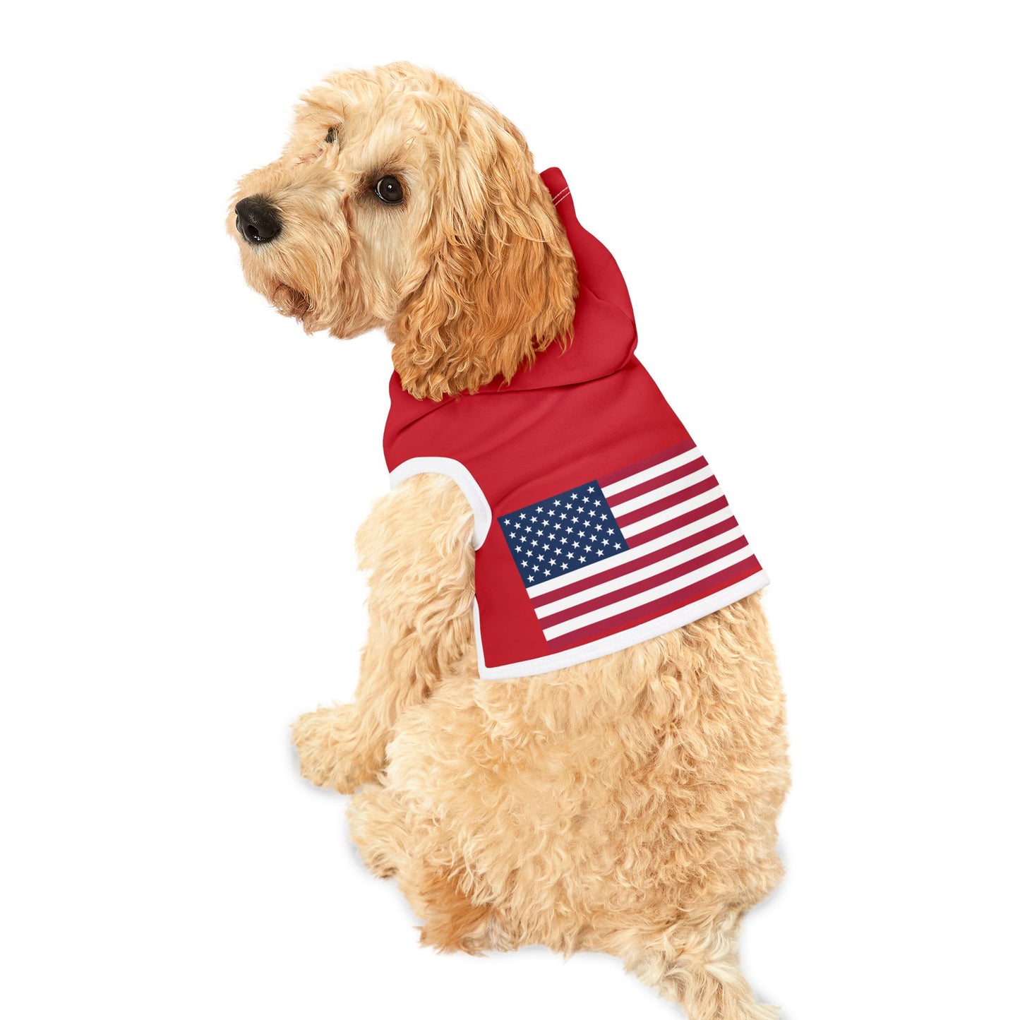 Princess Grace Patriotic Red Pet Hoodie with Flag Design