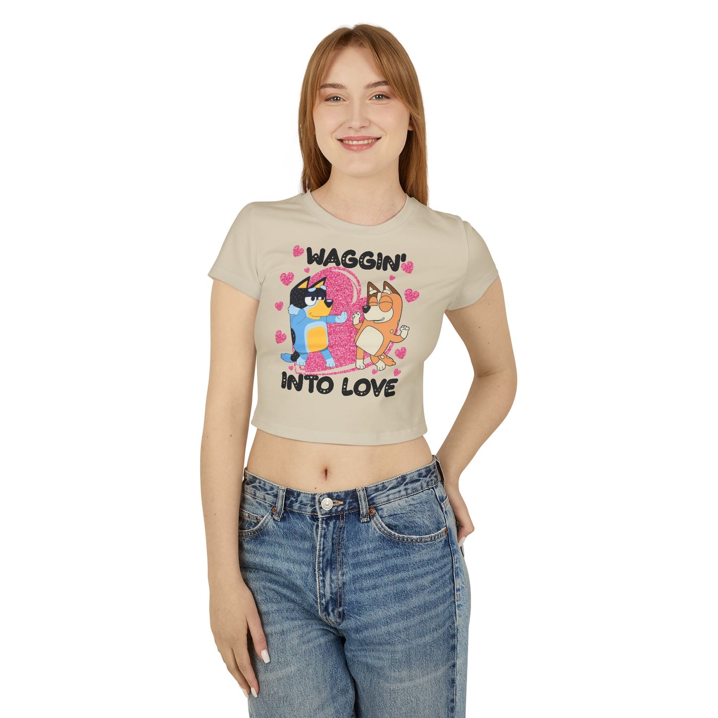 Princess Grace Cute Bluey Graphic Women's Baby Tee Waggin' Into Love