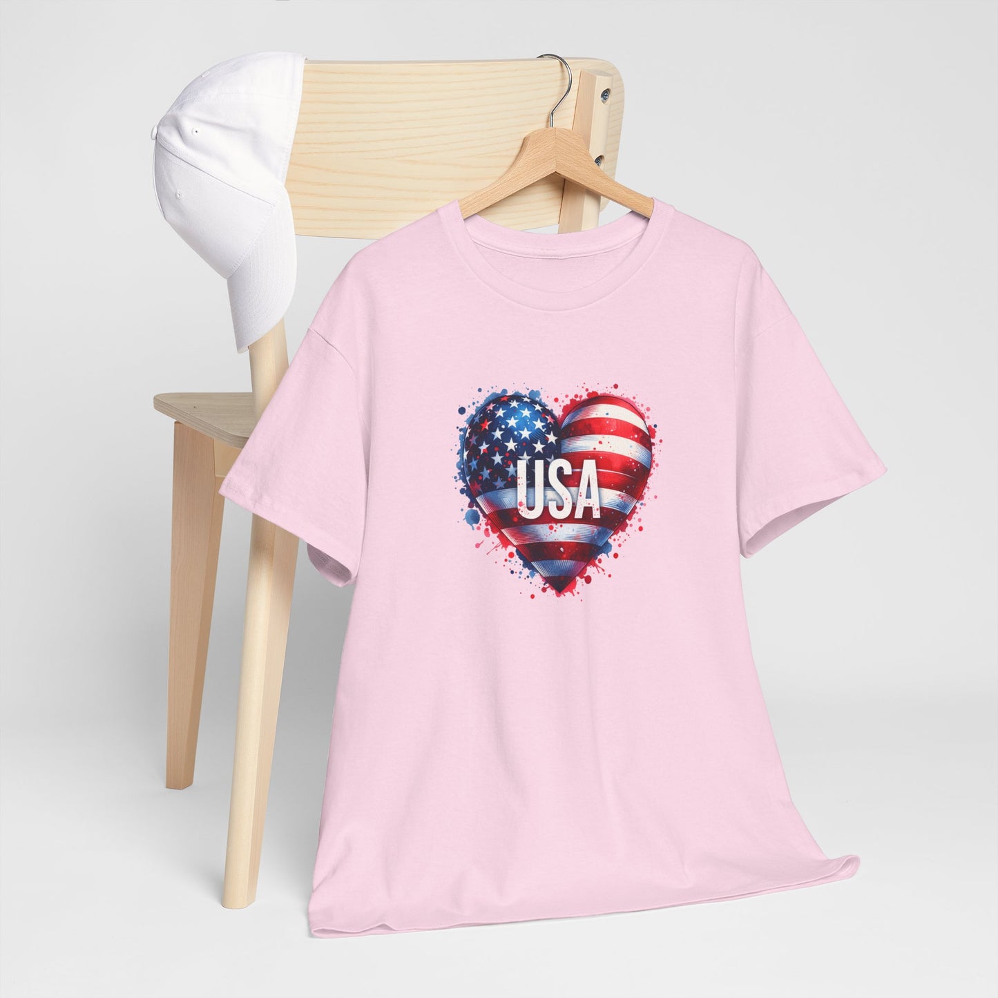 Princess Grace Patriotic Heart Unisex Cotton Tee USA Freedom Shirt