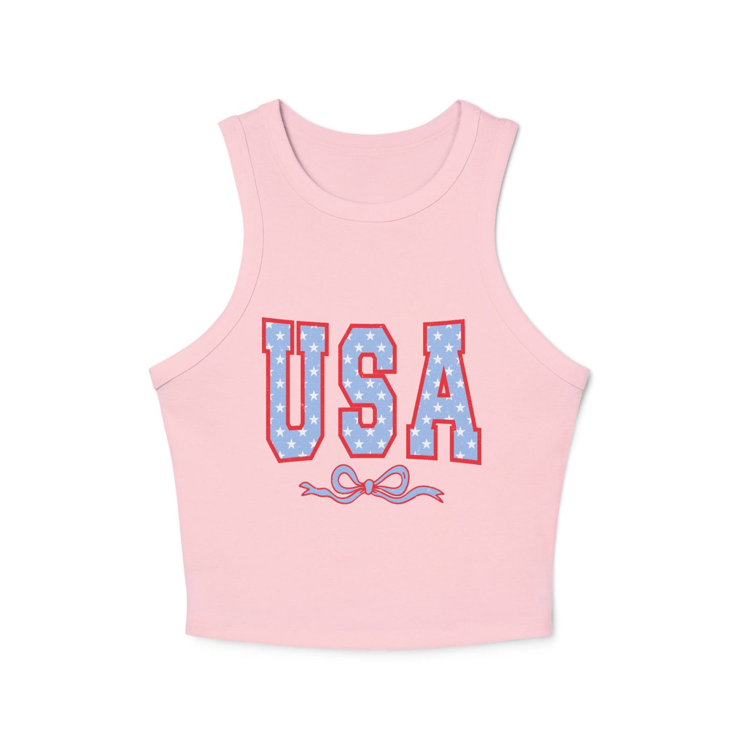 Princess Grace Patriotic USA Micro Rib Racer Tank Top for Women