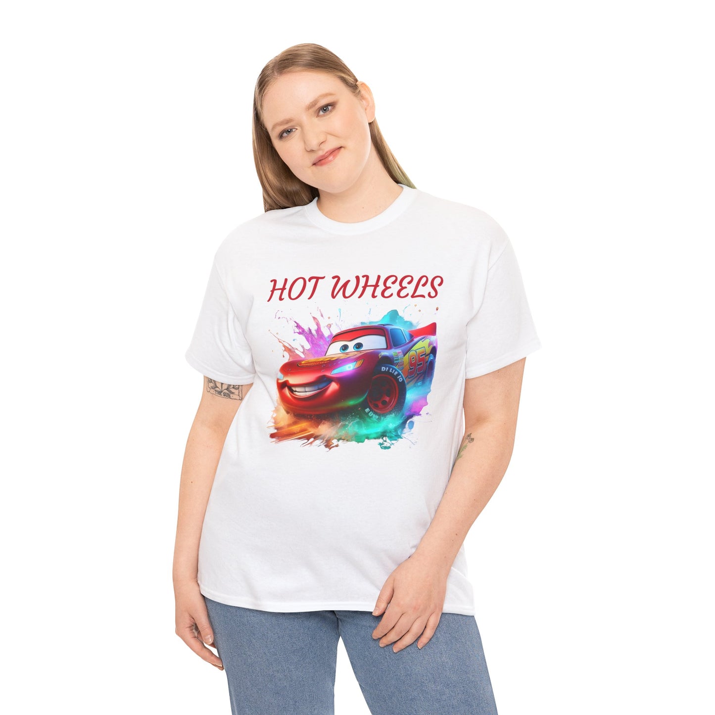 Princess Grace Hot Wheels Unisex Heavy Cotton Tee Fun Car Graphic T-Shirt for Kids and Adults
