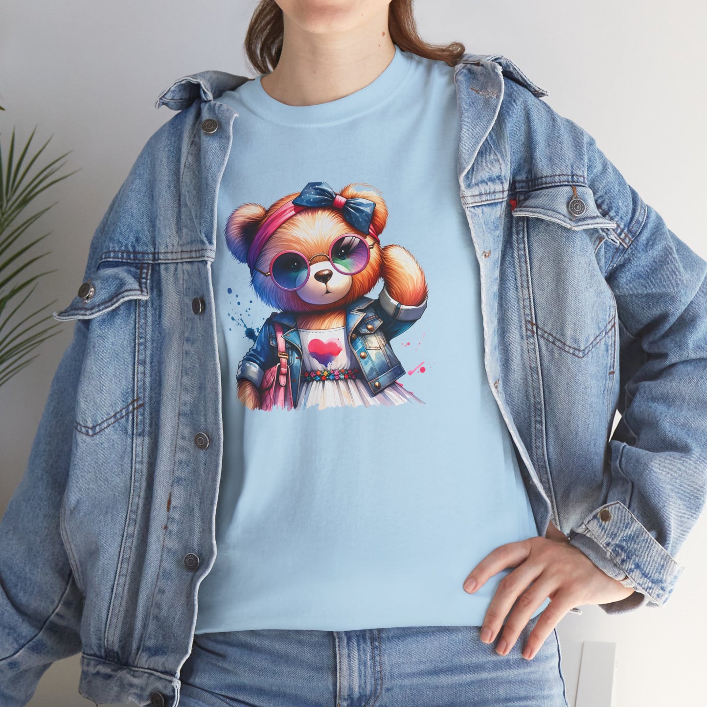 Princess Grace Cute Teddy Bear Unisex Heavy Cotton Tee Playful Graphic T-Shirt for All Ages
