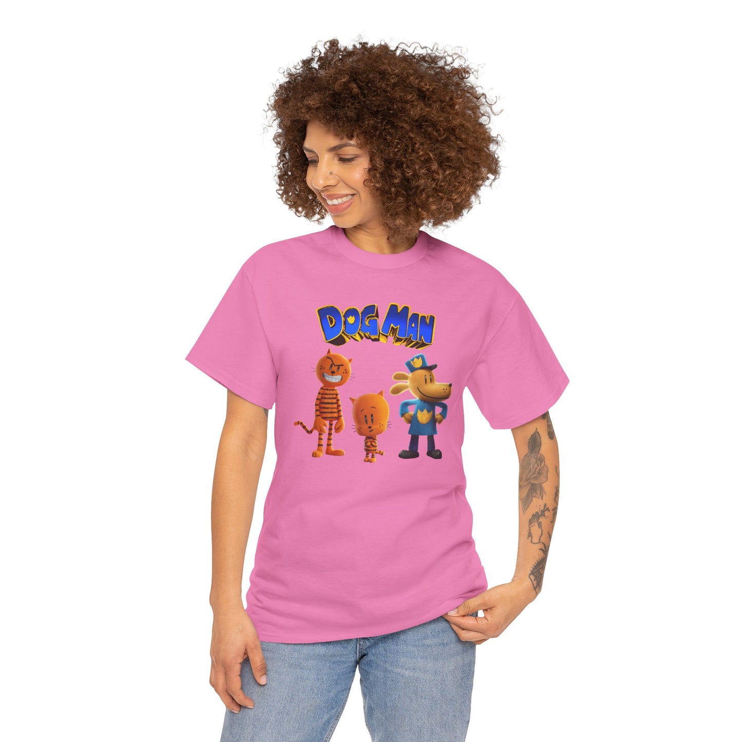 Princess Grace Dog Man Cartoon Unisex Heavy Cotton Tee Fun Graphic Tee for Kids and Fans