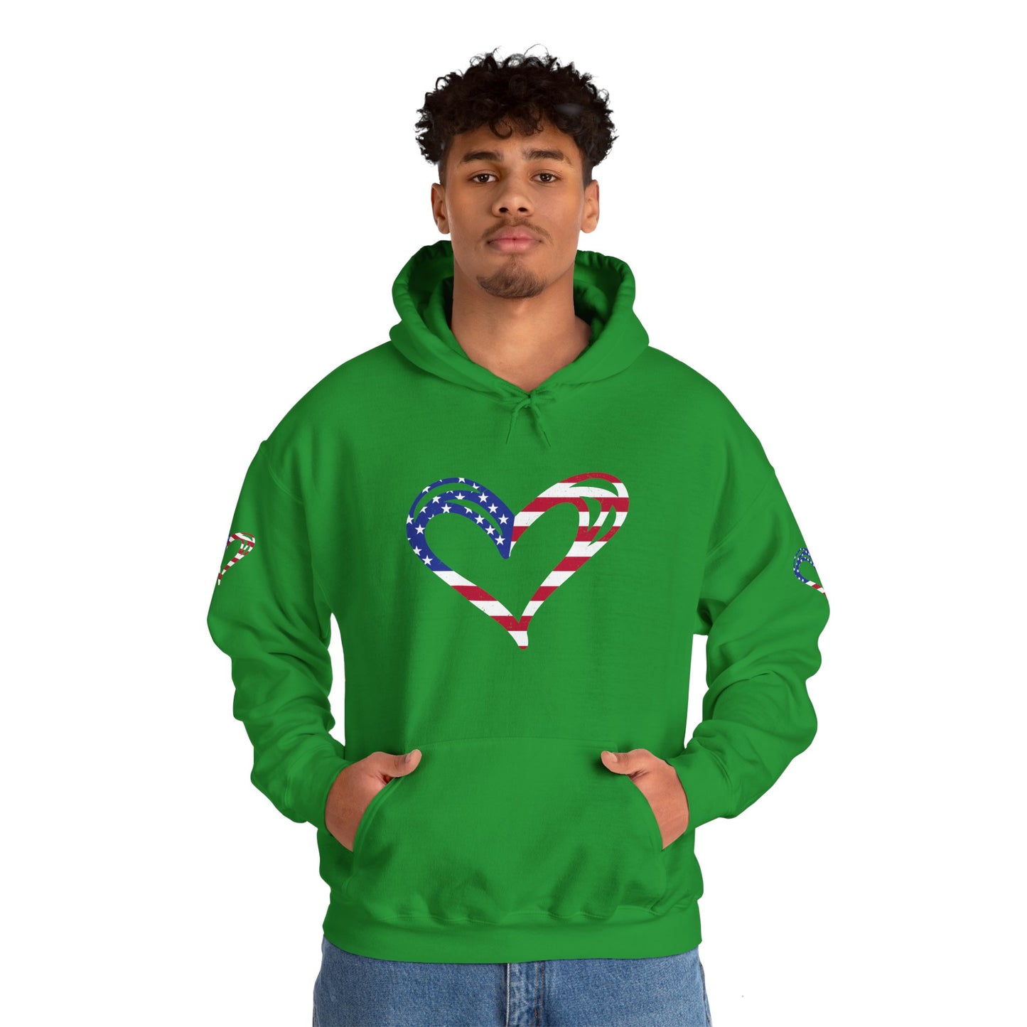 Princess Grace Patriotic Heart Unisex Hoodie Comfortable Heavy Blend Sweatshirt for Independence Day and Everyday Wear