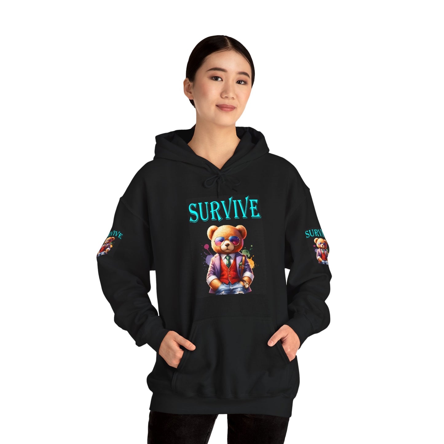 Princess Grace Survive Bear Unisex Heavy Blend Hooded Sweatshirt Fun and Cozy Streetwear for All Occasions