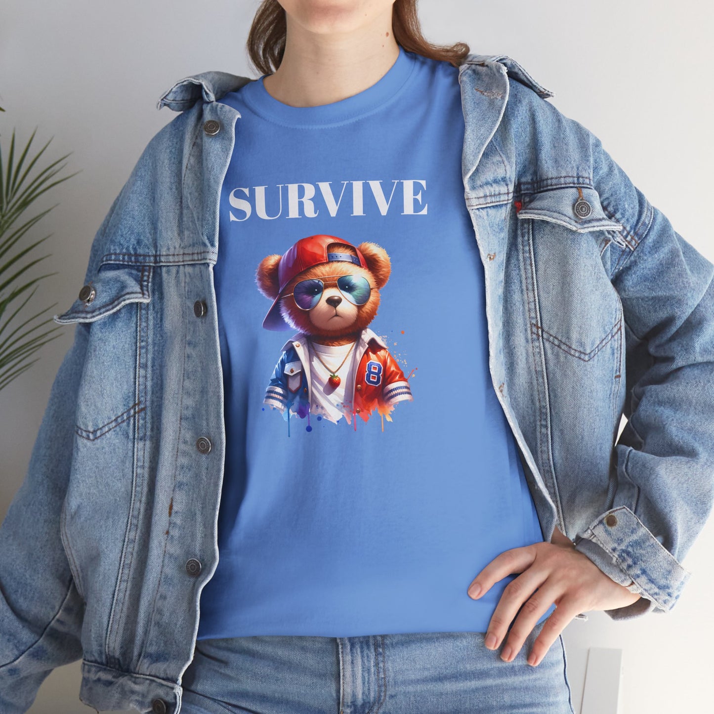 Princess Grace Cool Survive Bear Unisex Heavy Cotton Tee