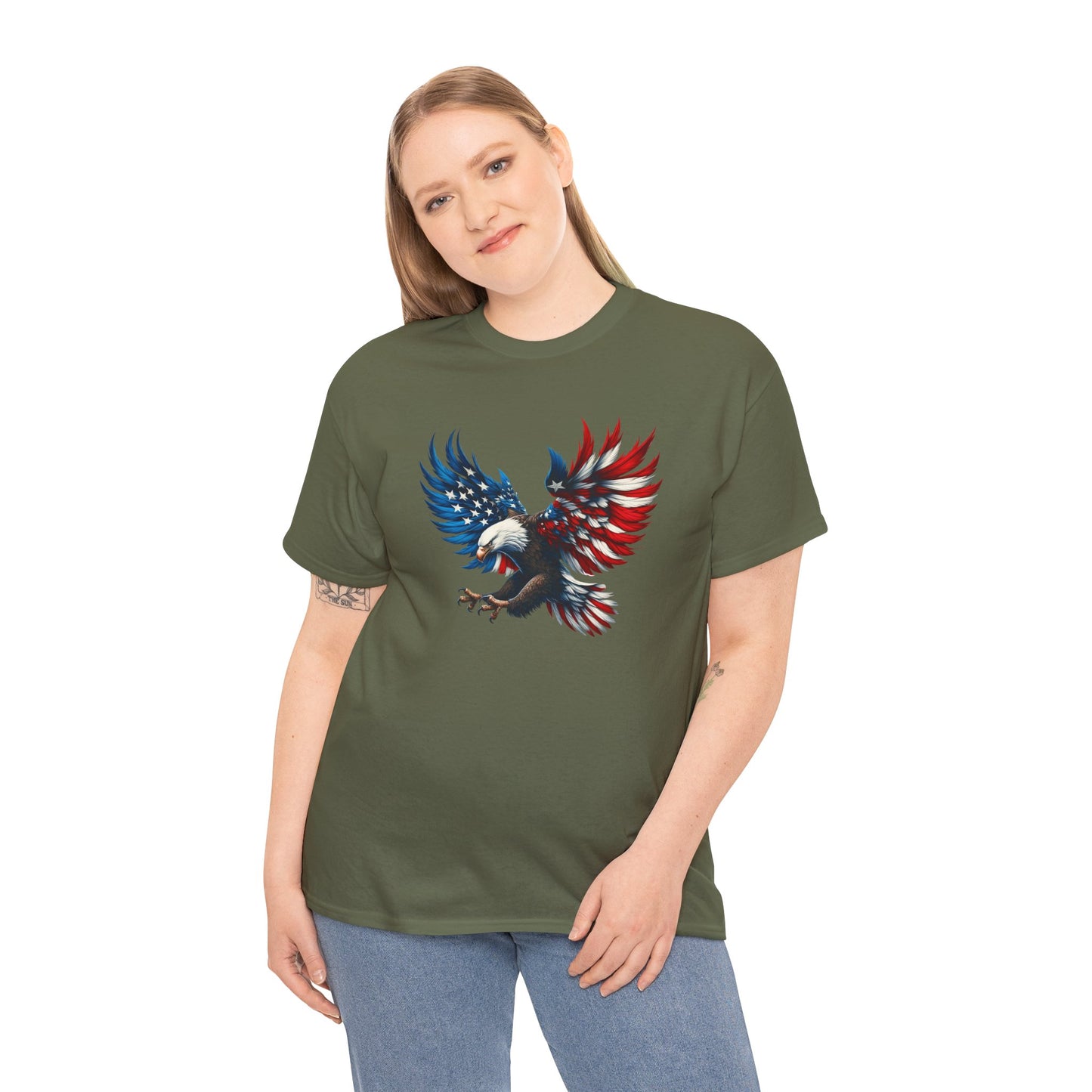Princess Grace Patriotic Eagle Unisex Heavy Cotton Tee Bold USA Graphic Shirt