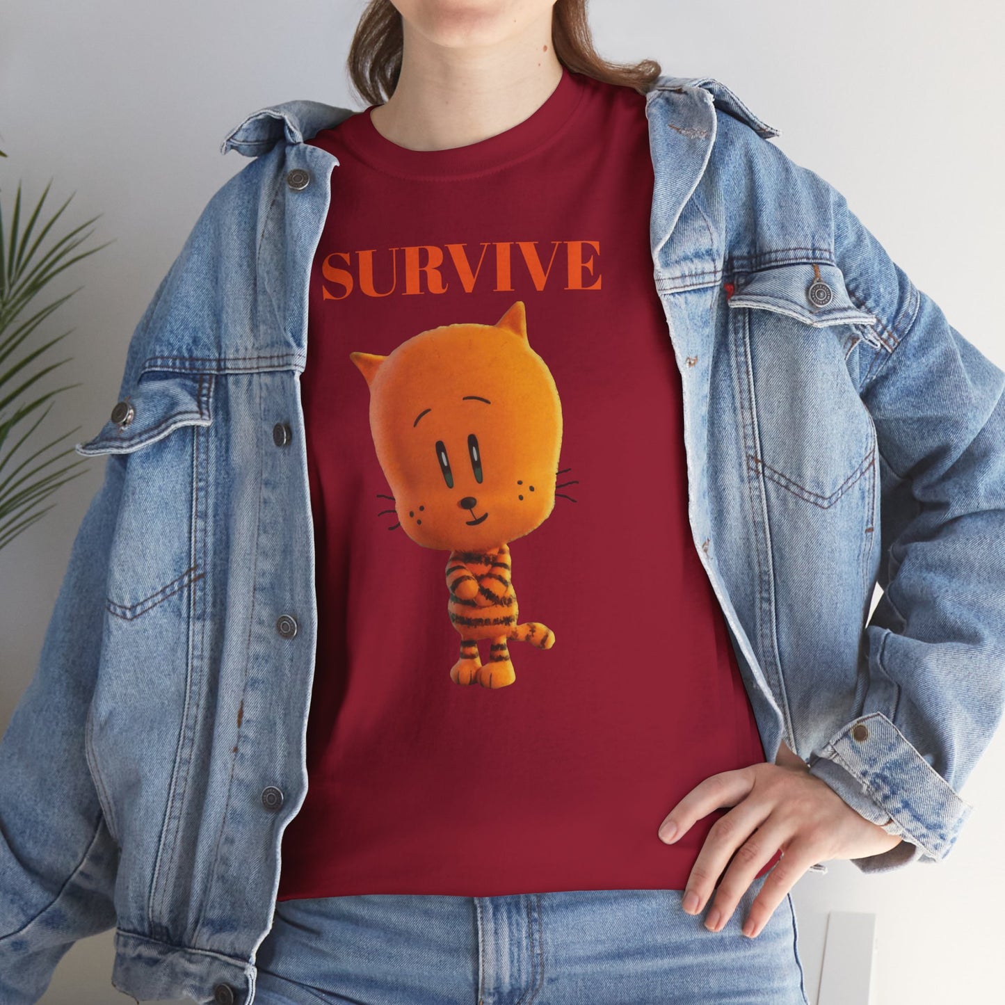 Princess Grace Survive Themed Unisex Heavy Cotton Tee Cute Cartoon Cat Design