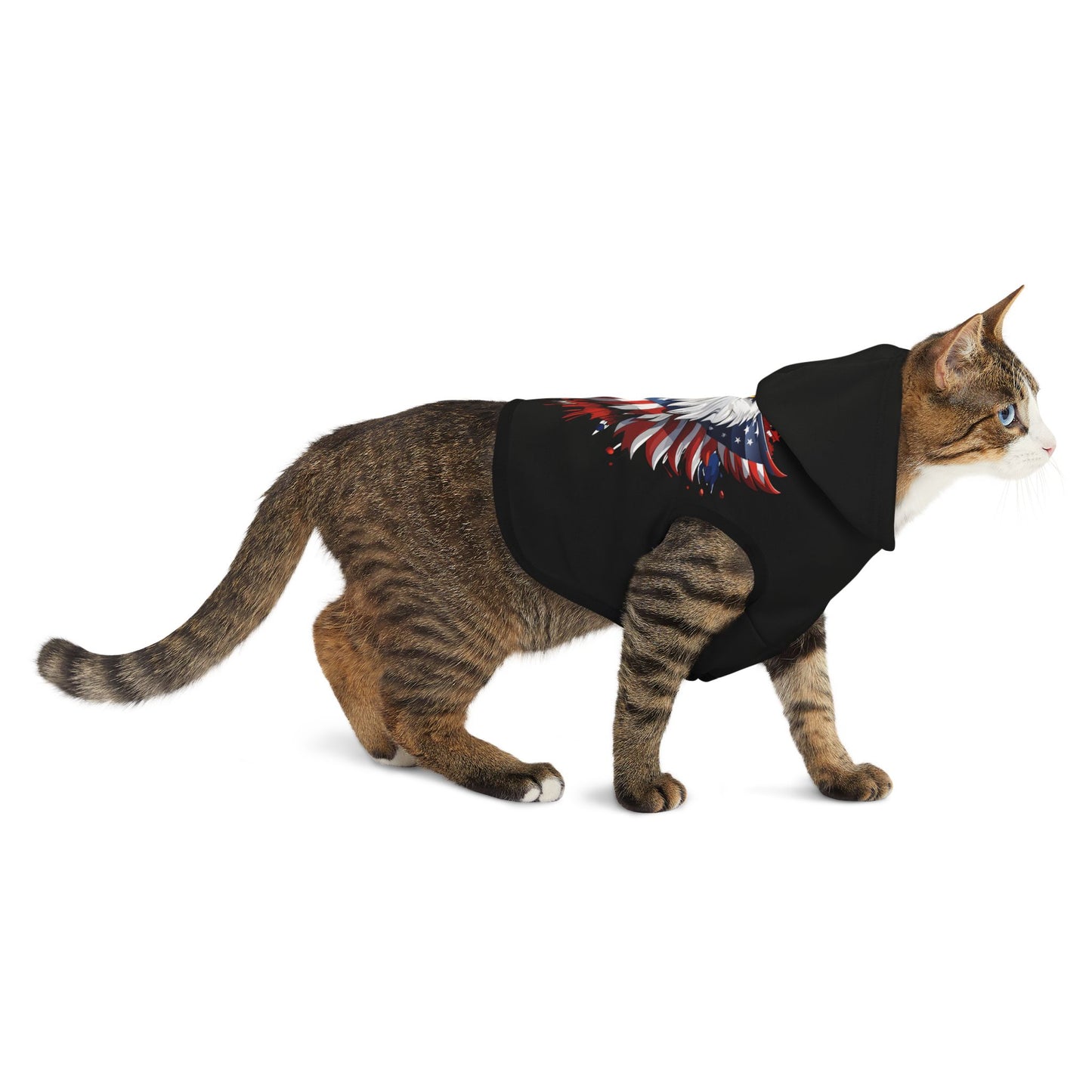 Princess Grace Patriotic Eagle Pet Hoodie Black Hooded Dog Sweater for Celebrations