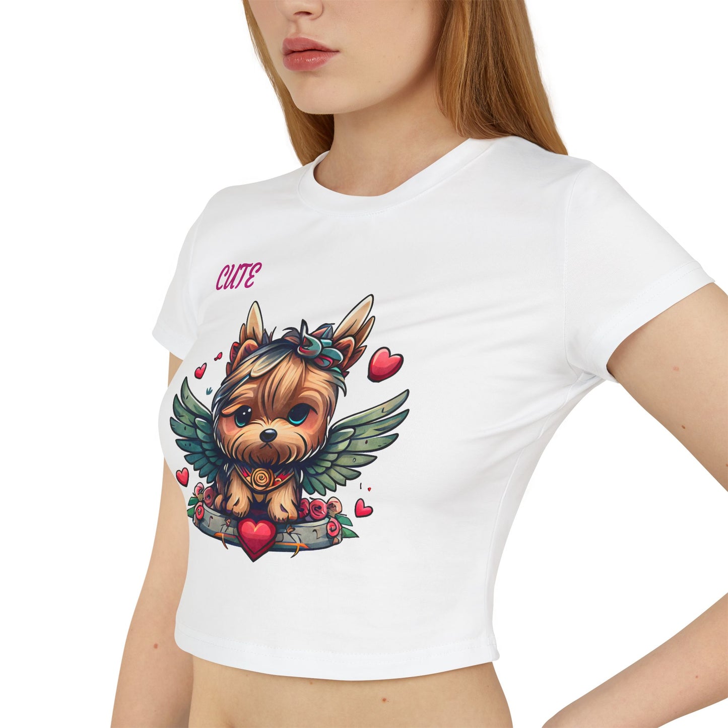Princess Grace Cute Dog Graphic Women's Baby Tee Perfect for Pet Lovers
