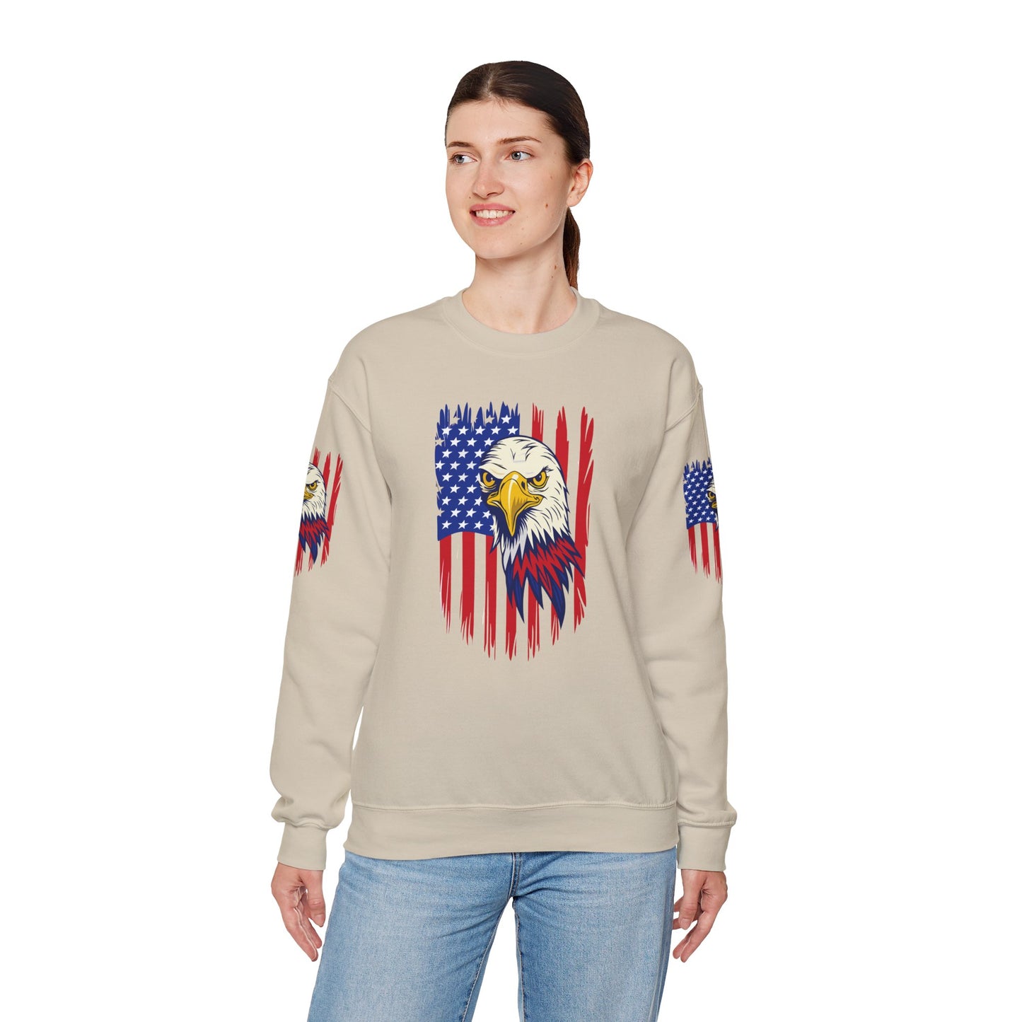Princess Grace Patriotic Eagle Crewneck Sweatshirt Unisex Heavy Blend
