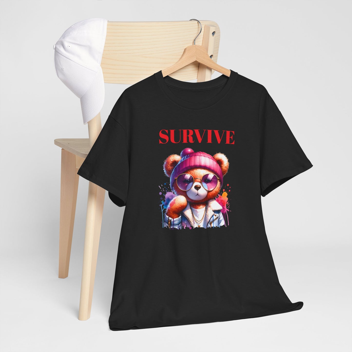 Princess Grace Survive Unisex Heavy Cotton Tee Colorful Bear Design T-Shirt