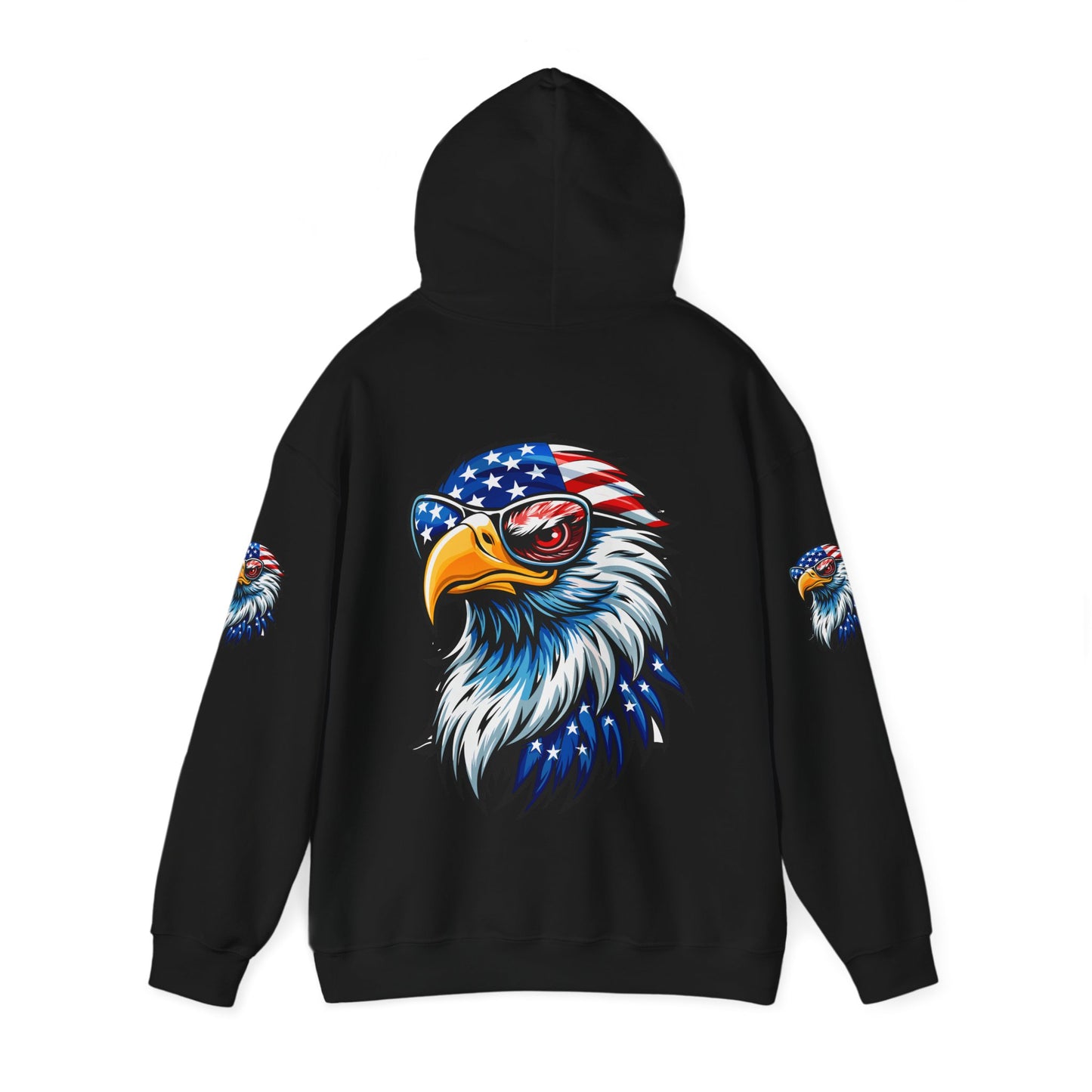 Princess Grace Patriotic Eagle Hoodie Unisex Heavy Blend Sweatshirt with USA Flag Design