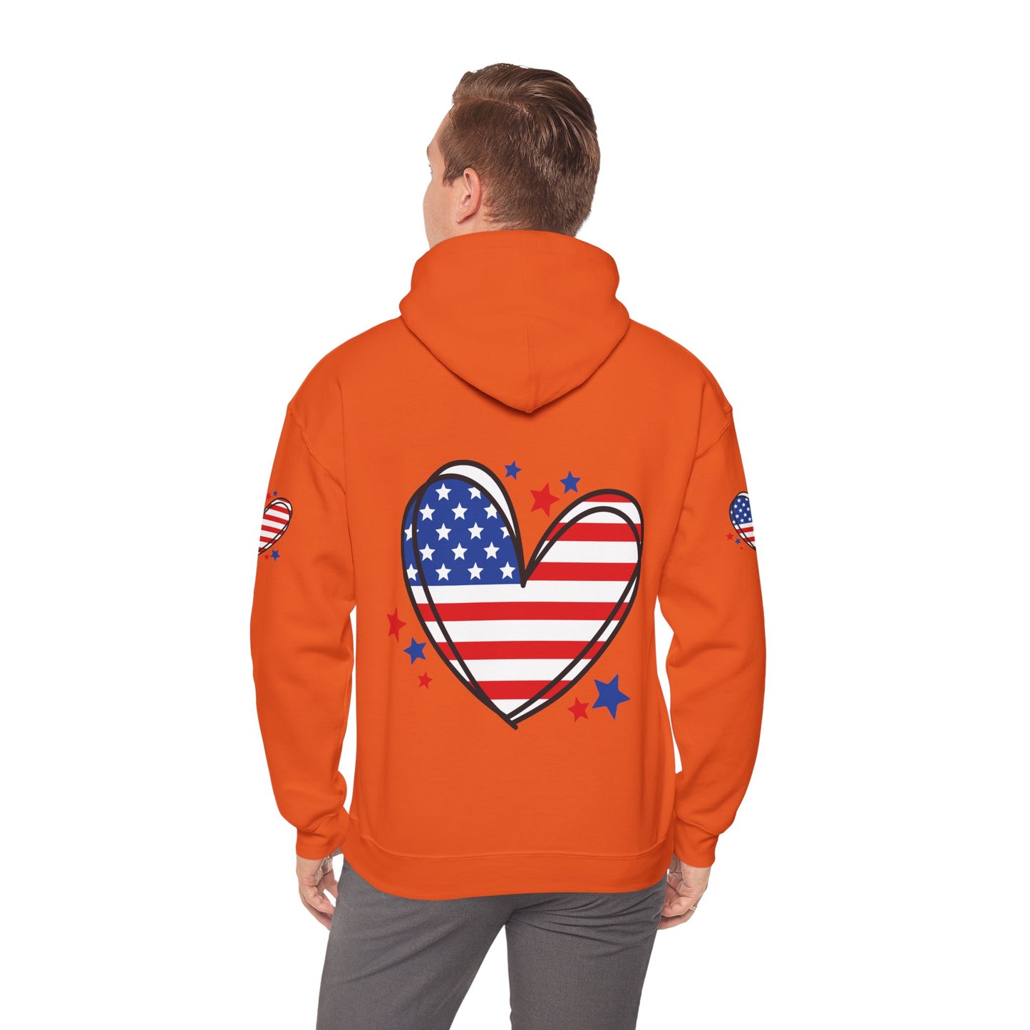 Princess Grace Patriotic Heart Hoodie Unisex Heavy Blend Hooded Sweatshirt for Independence Day & Year Round Love