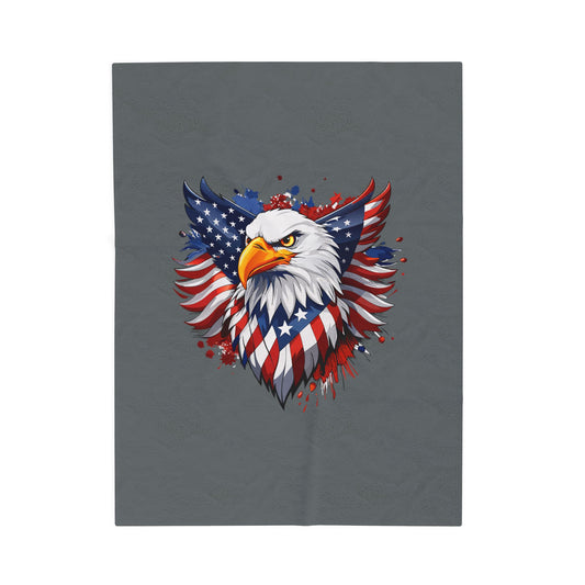Princess Grace  Patriotic Eagle Velveteen Plush Blanket  Soft Throw for Independence Day  Veterans Day, and All American Decor