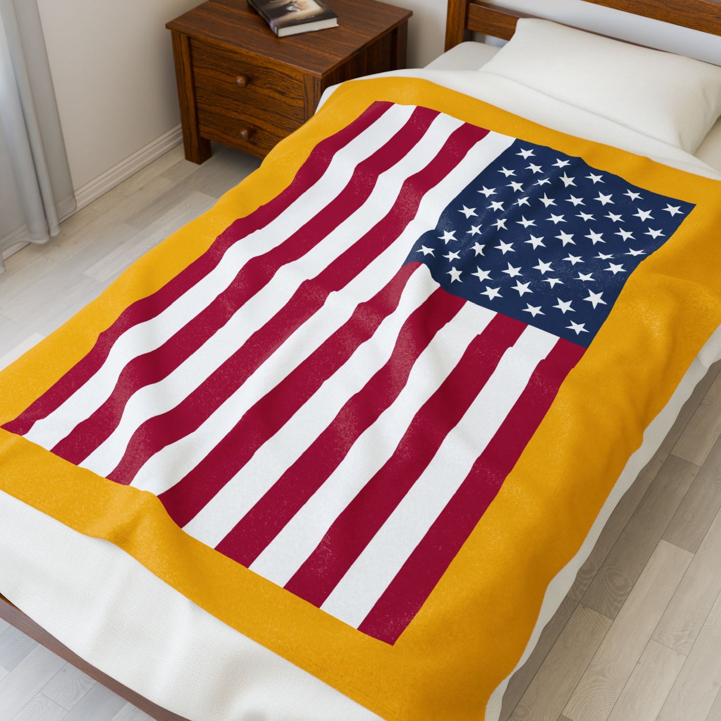 Princess Grace Patriotic Velveteen Plush Blanket Cozy USA Flag Design