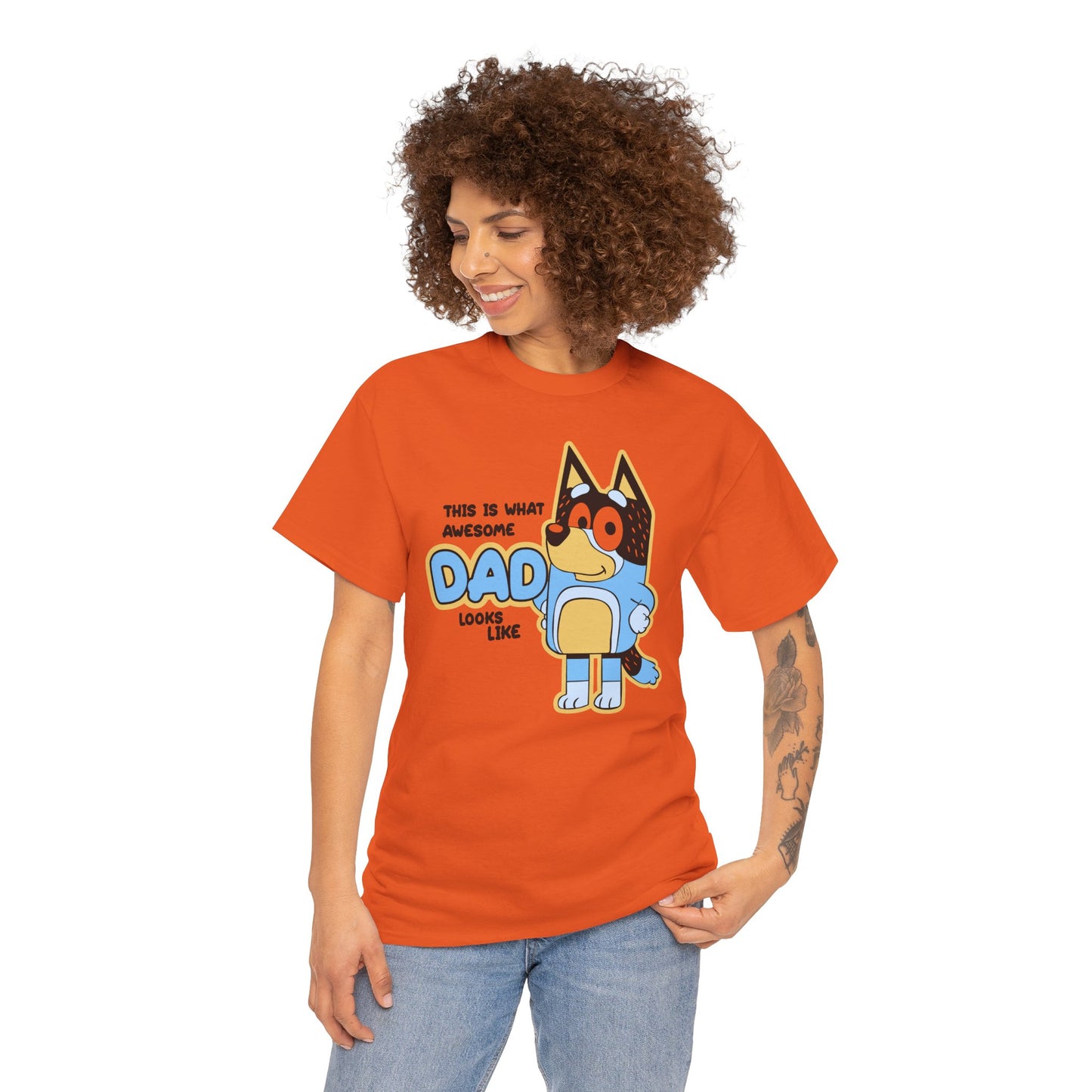 Princess Grace Bluey Awesome Dad Unisex Heavy Cotton Tee Funny Gift for Father's Day