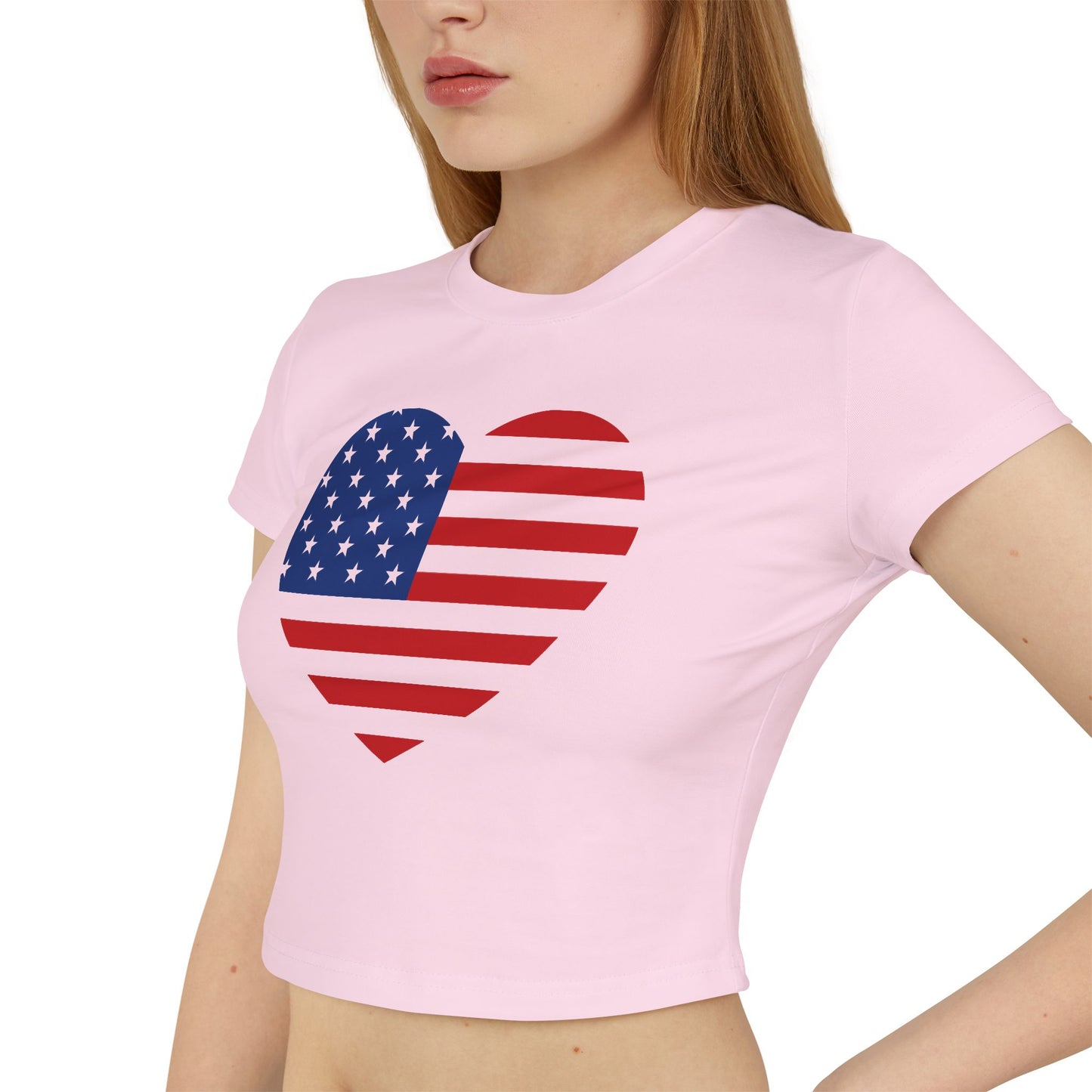 Princess Grace Patriotic Women's Baby Tee Heart & USA Graphic