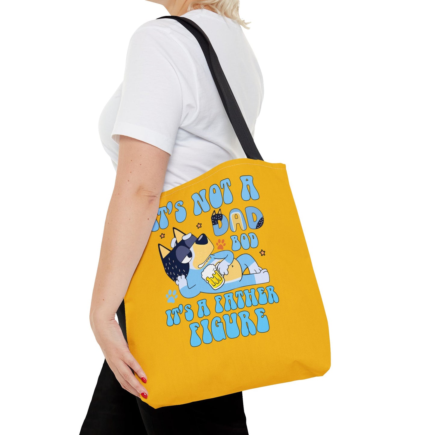 Princess Grace Fun Father's Day Tote Bag "It's Not a Dad Bod, It's a Father Figure"