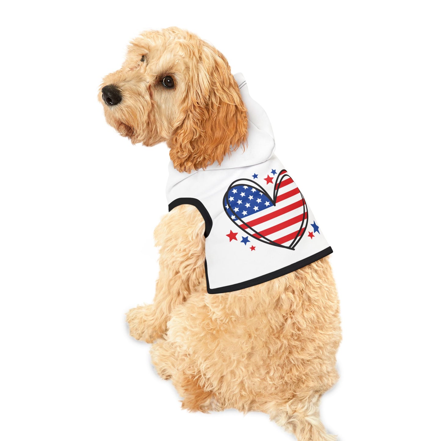Princess Grace Patriotic Pet Hoodie with Heart Design for Dogs