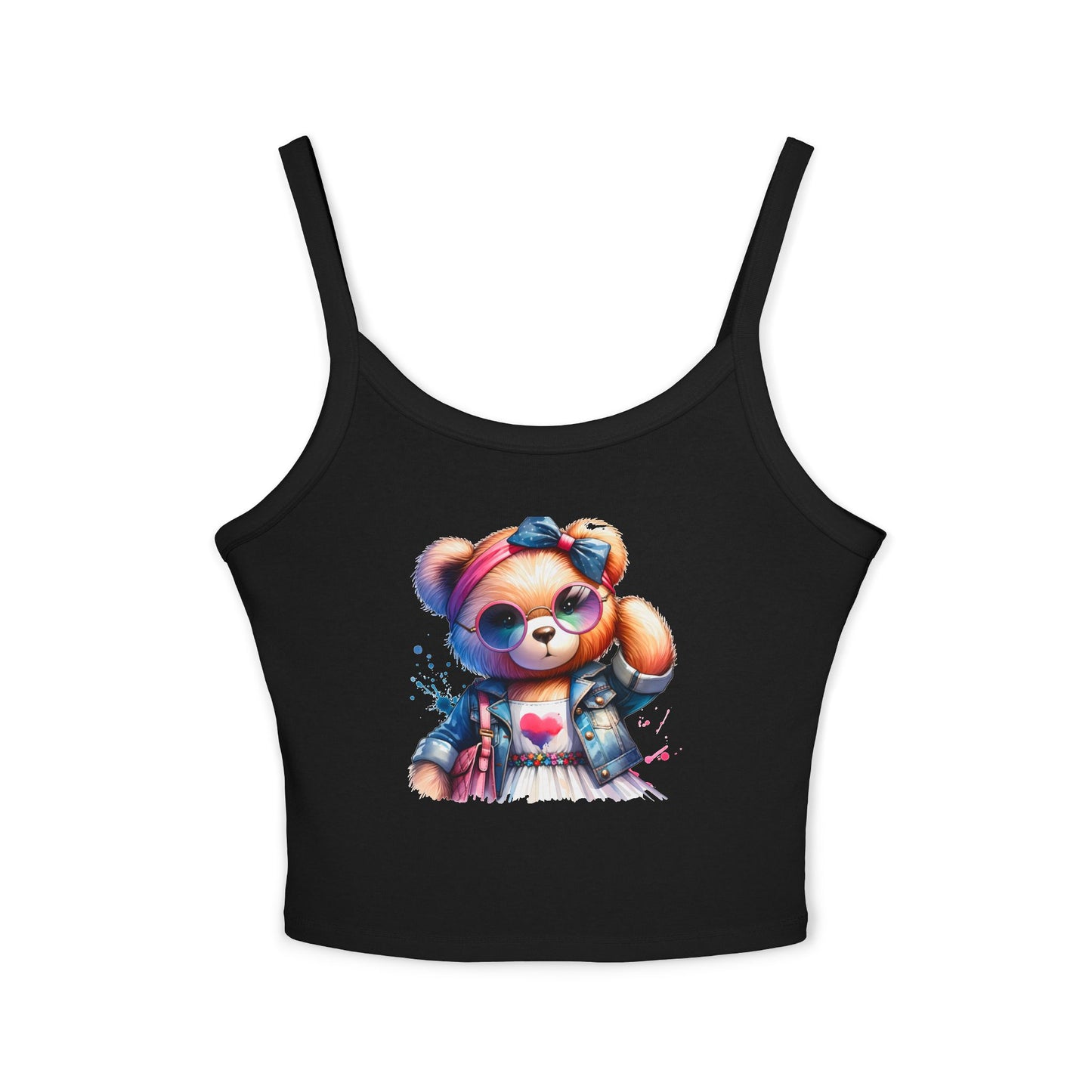 Princess Grace Cute Graphic Spaghetti Strap Tank Top with Trendy Bear Design