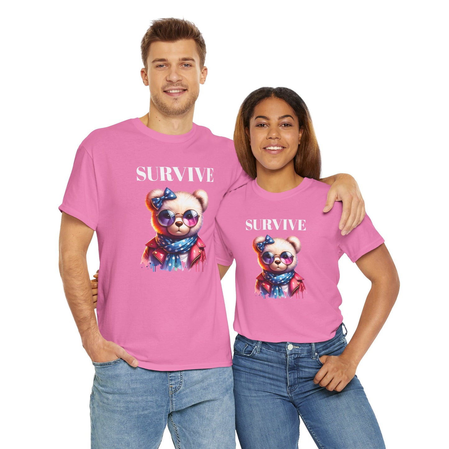 Princess Grace Cute Panda Illustration "Survive" Unisex Heavy Cotton Tee