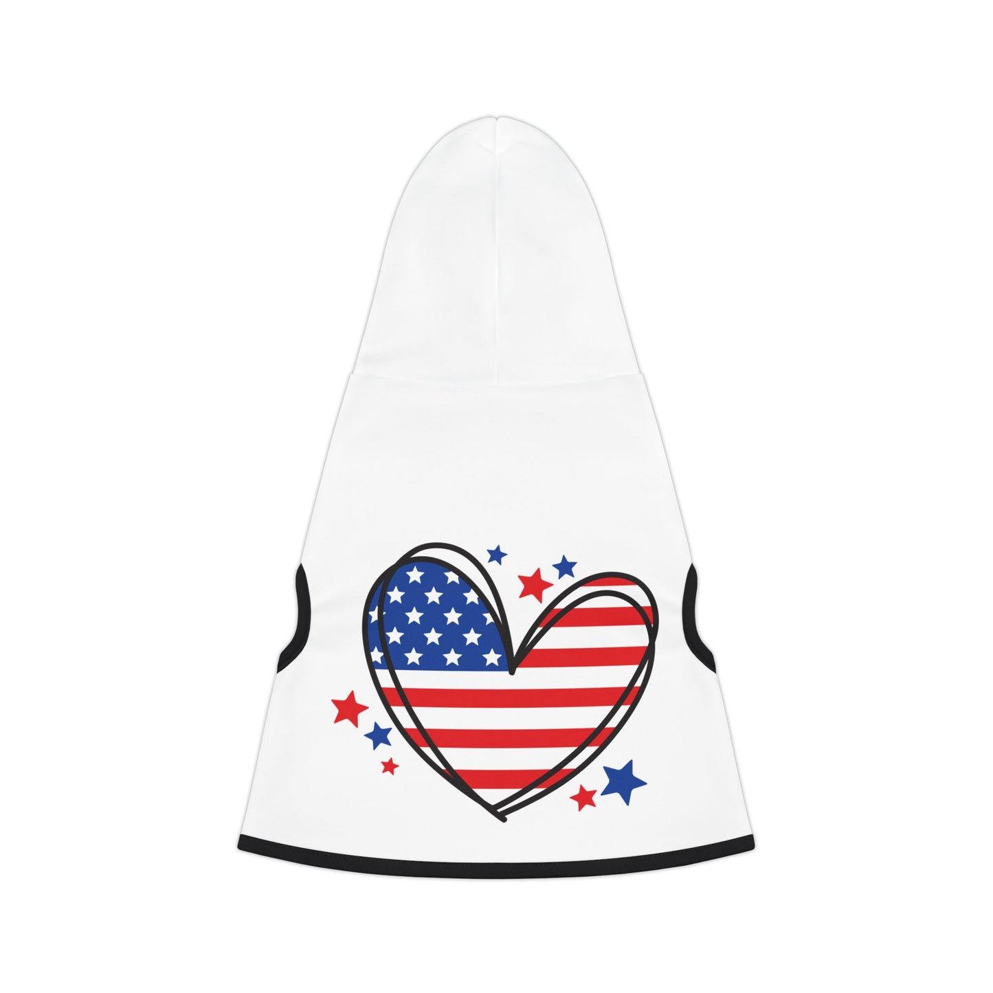 Princess Grace Patriotic Pet Hoodie with Heart Design for Dogs