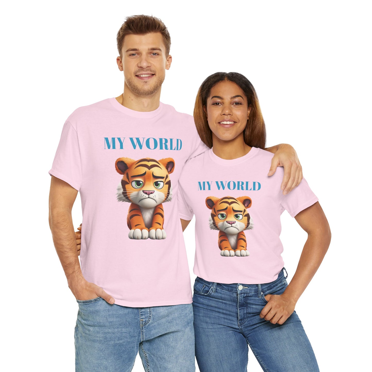 Princess Grace My World Tiger Unisex Heavy Cotton Tee Cute Animal T-Shirt for Kids & Adults