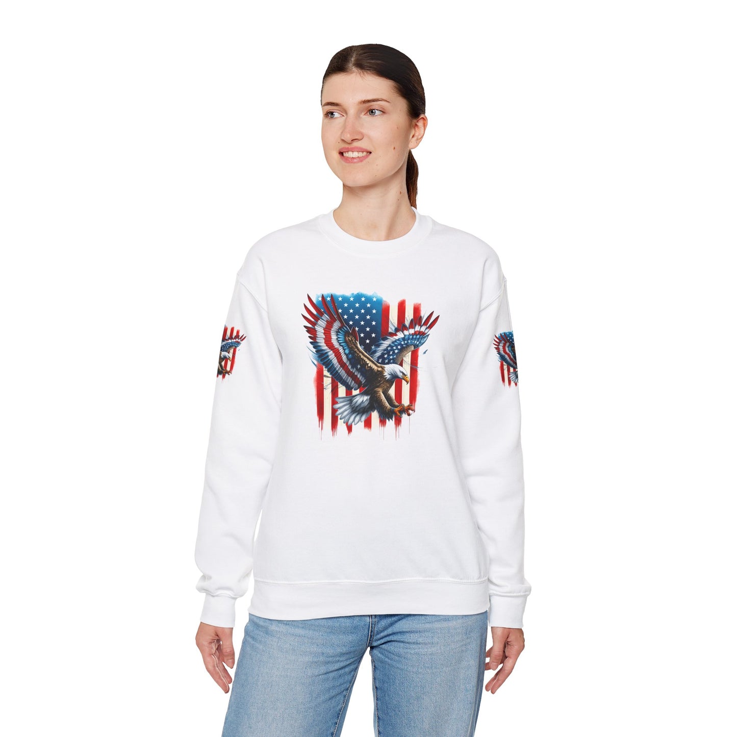 Princess Grace Patriotic Eagle Crewneck Sweatshirt Unisex Heavy Blend