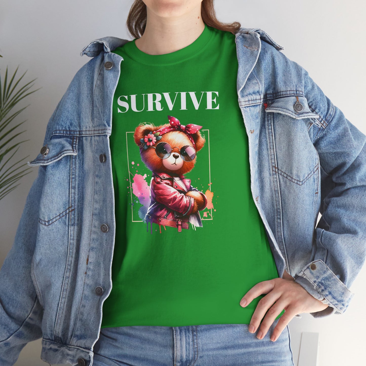 Princess Grace Survive Bear Graphic Unisex Heavy Cotton Tee Cute & Trendy T-Shirt