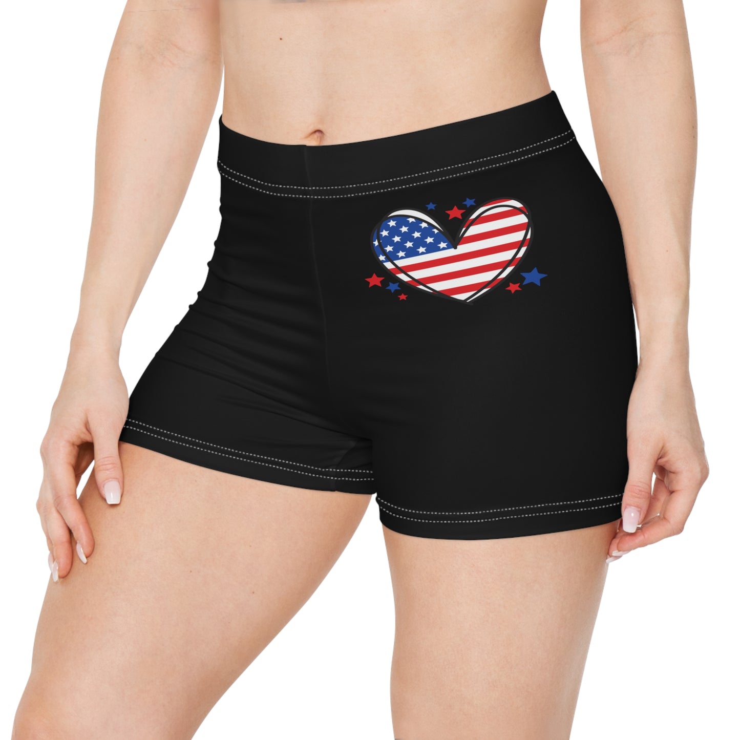 Princess Grace Patriotic Women's Shorts American Heart Design for Summer Celebrations
