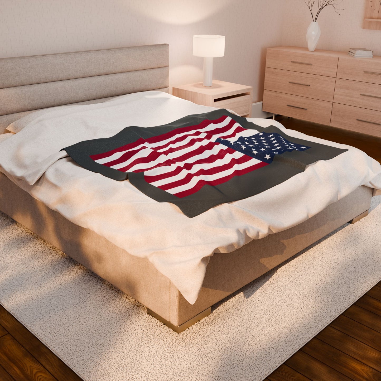 Princess Grace American Flag Velveteen Plush Blanket Cozy Home Decor for Holidays & Celebrations