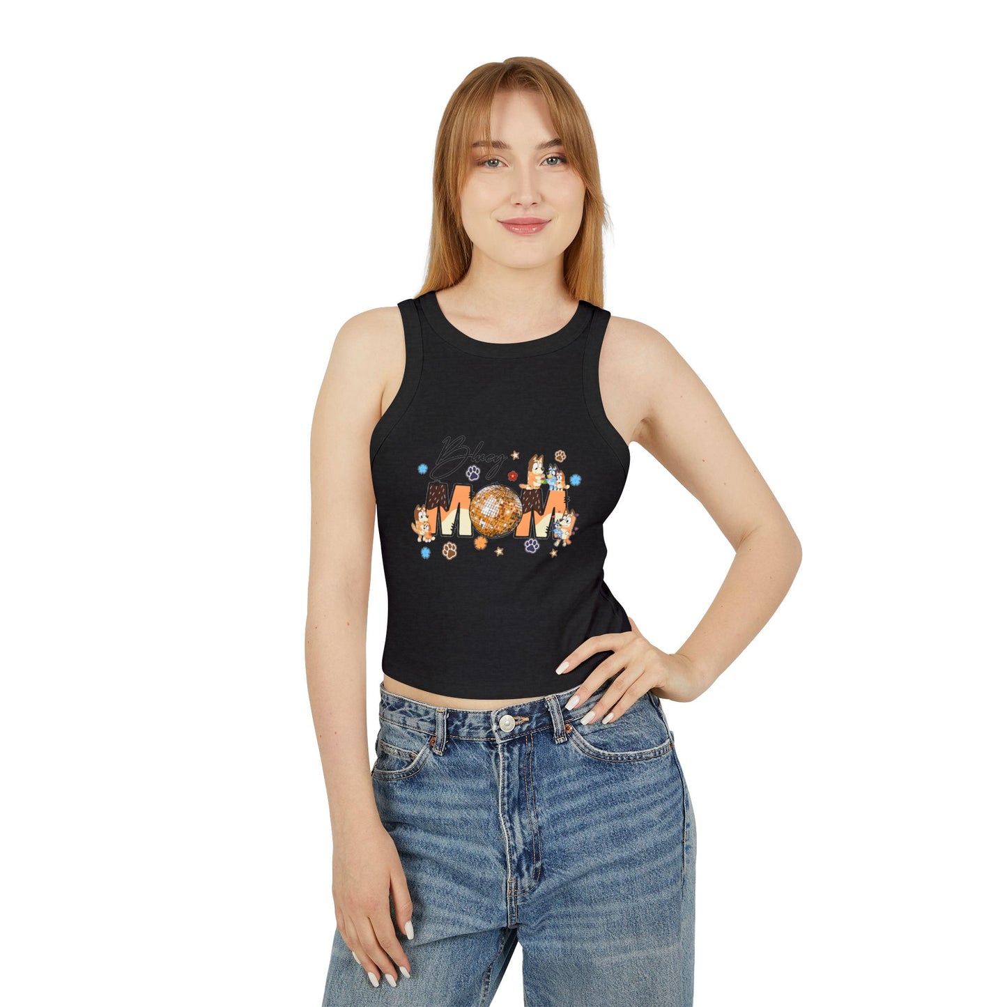 Princess Grace Bluey Mom Micro Rib Racer Tank Top Cute & Comfy Summer Wear
