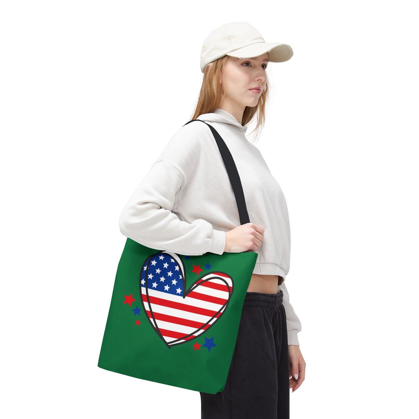 Princess Grace Patriotic Heart Tote Bag Perfect for Independence Day and Everyday Use